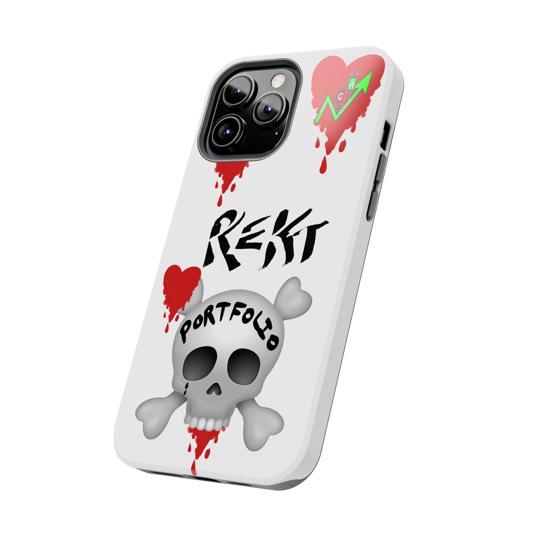 Rekt Portfolio Tough Phone Case — Skull & Dripping Heart Protective Cover