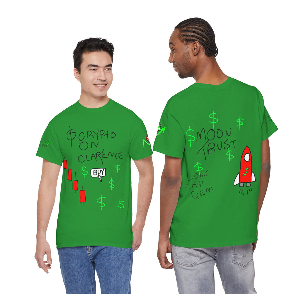 Crypto on Clarence Tee — "Crypt Apparel" / "crypto illiterate" Graphic Shirt