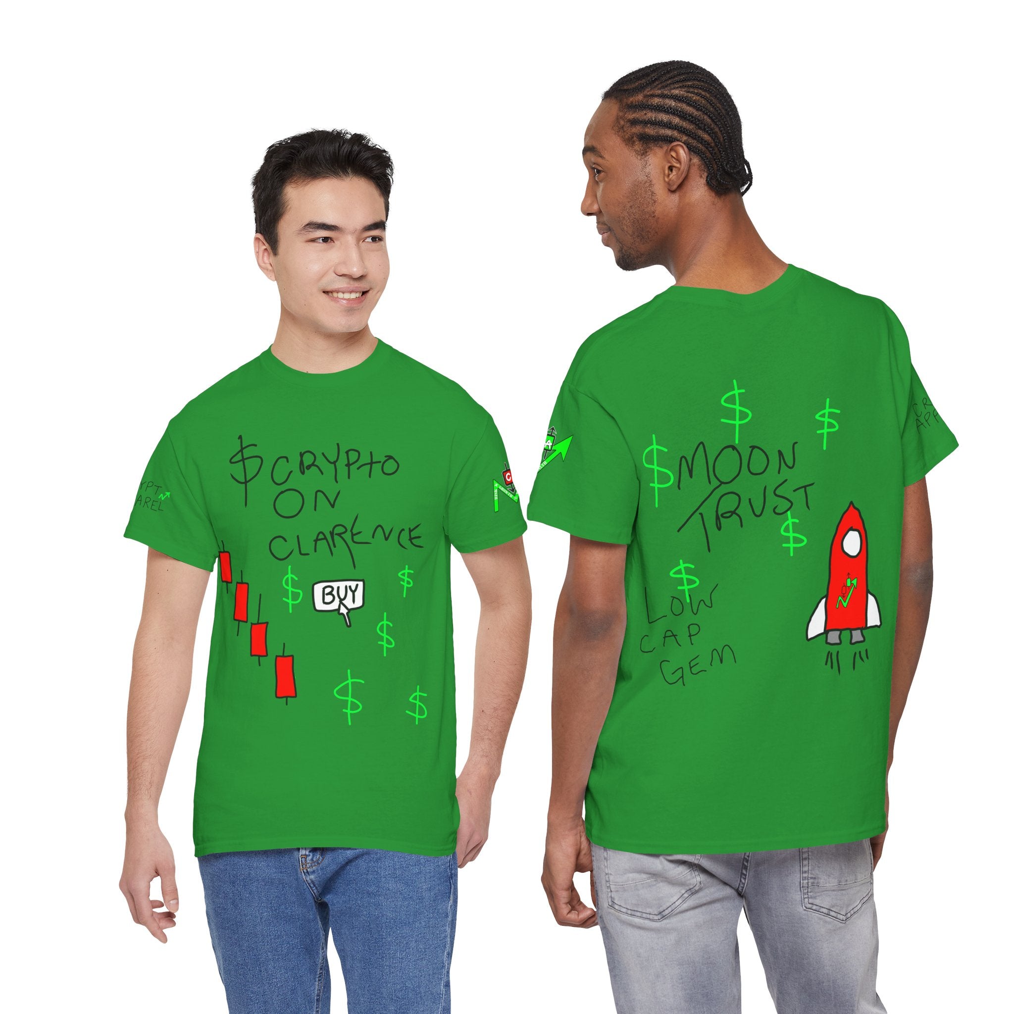Crypto on Clarence Tee — "Crypt Apparel" / "crypto illiterate" Graphic Shirt