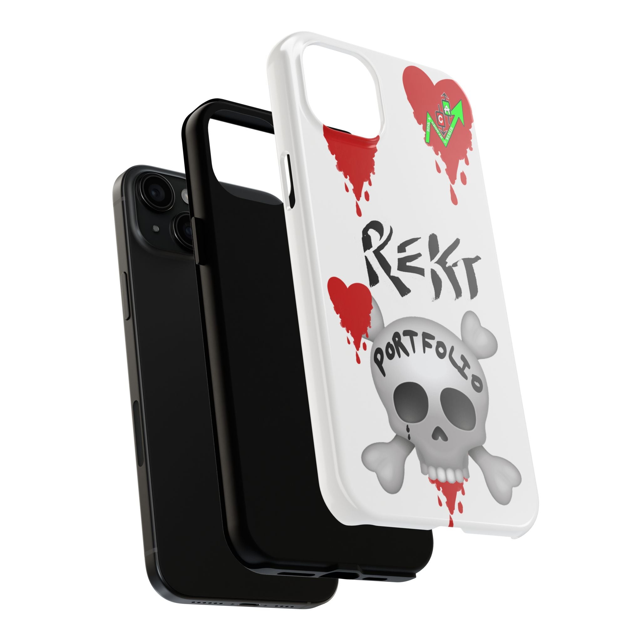 Rekt Portfolio Tough Phone Case — Skull & Dripping Heart Protective Cover