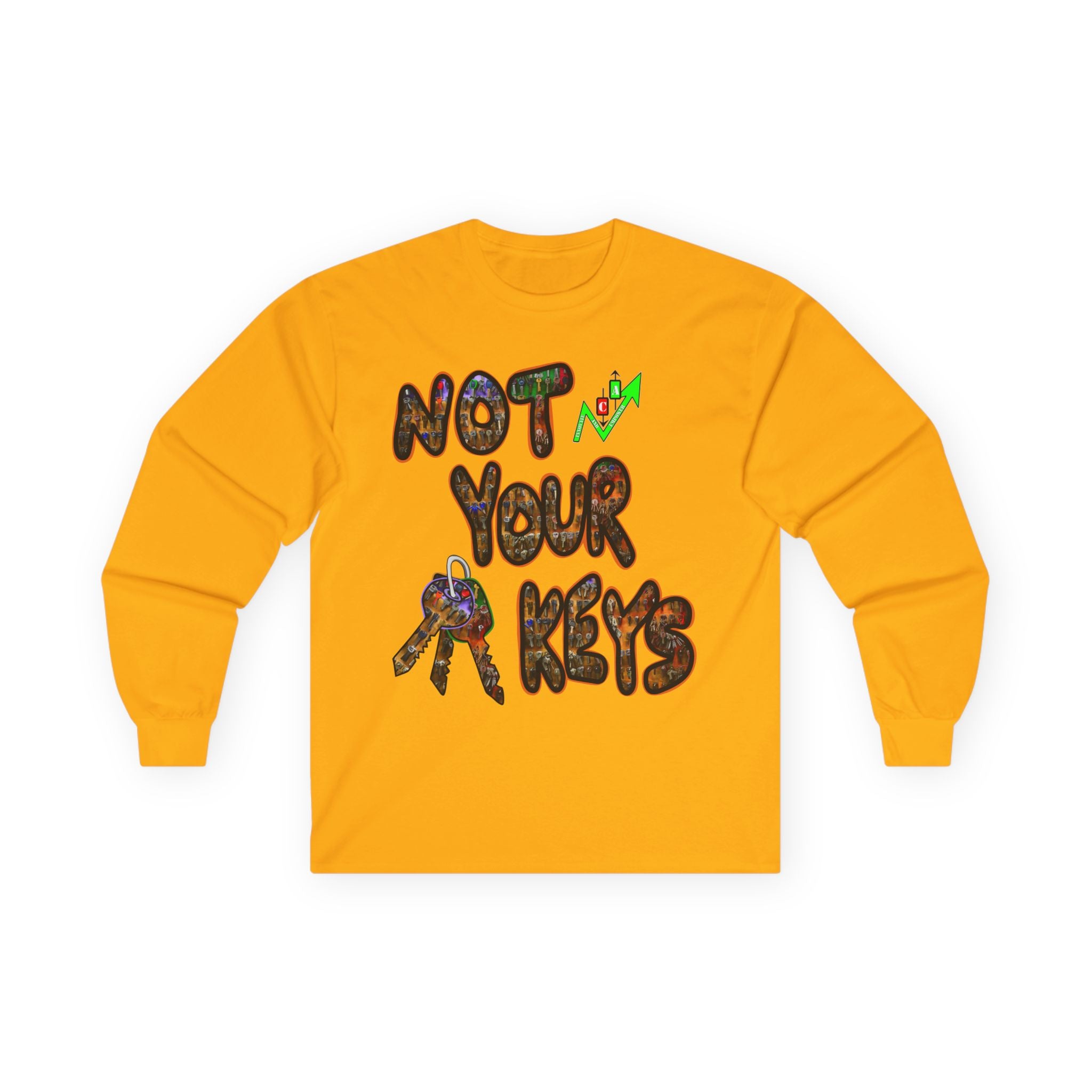 Not Your Keys Crypto Long Sleeve Tee — "Not Your Keys / Not Your Coins" Graphic Shirt