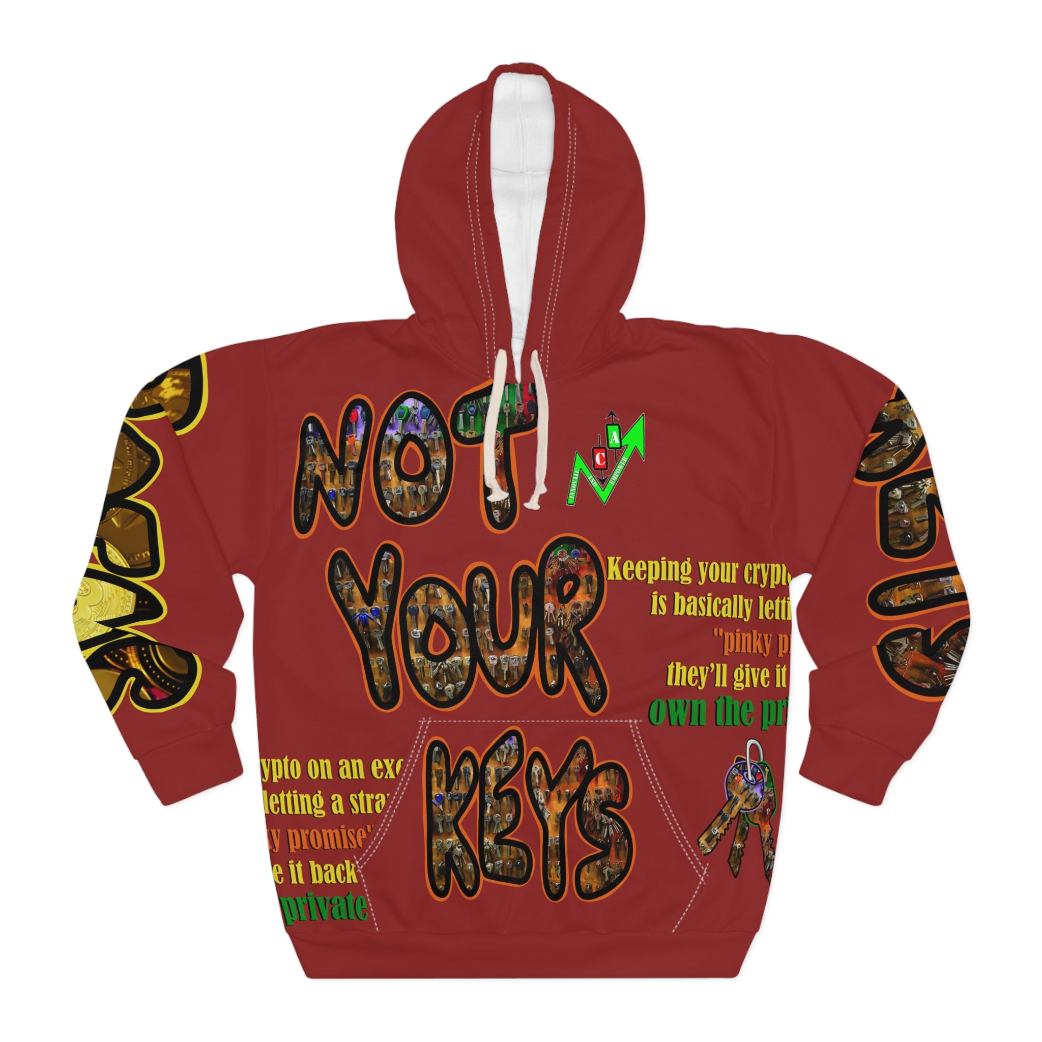 Burgundy Crypt Apparel Not Your Keys Hoodie for the crypto savvy trader.