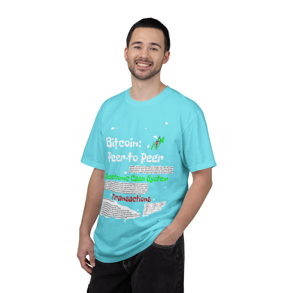 Crypt Apparel Bitcoin inspired T-Shirt | Crypto Graphic Tee, White Paper Text