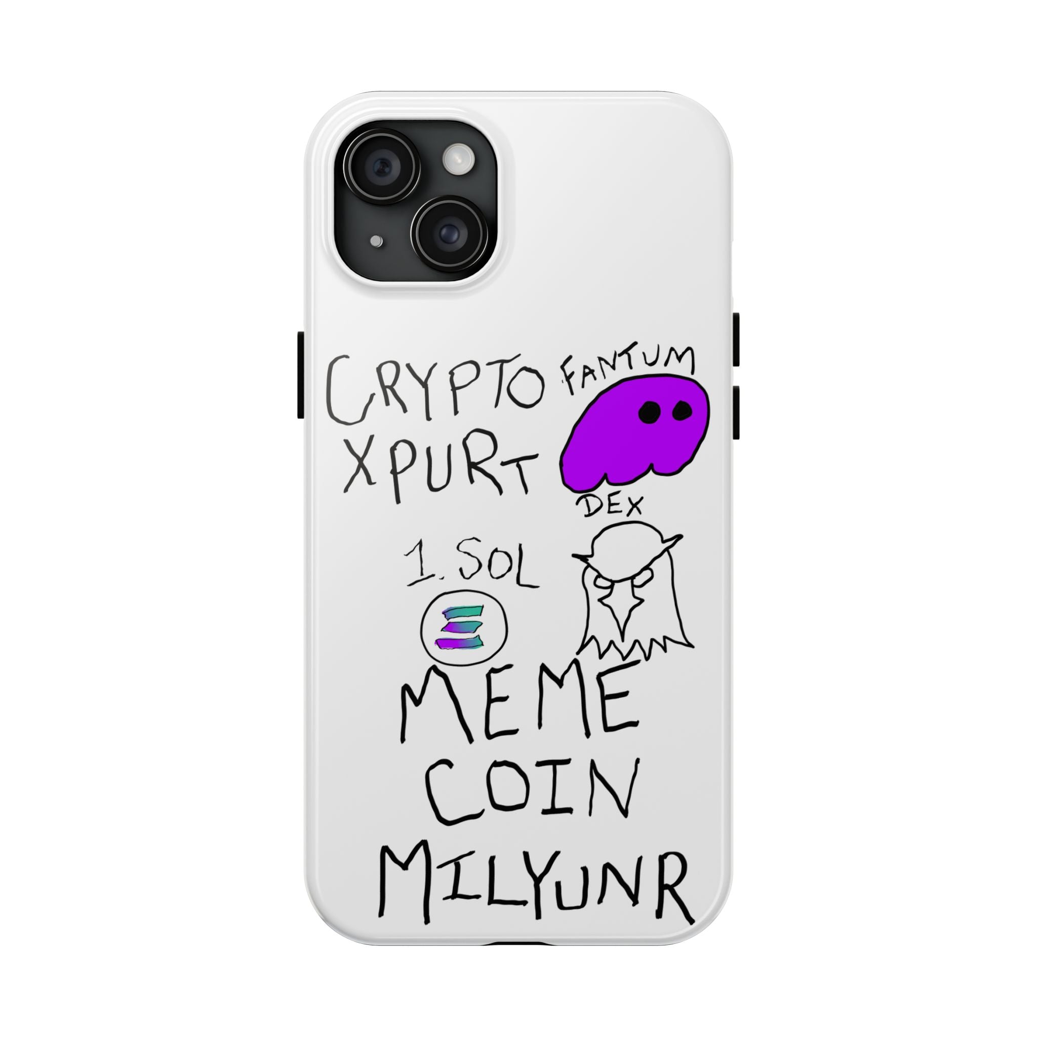 Meme Coin Millionaire Tough Phone Case — Crypto Meme Coin Doodle Design ("Meme Coin Milyunr")