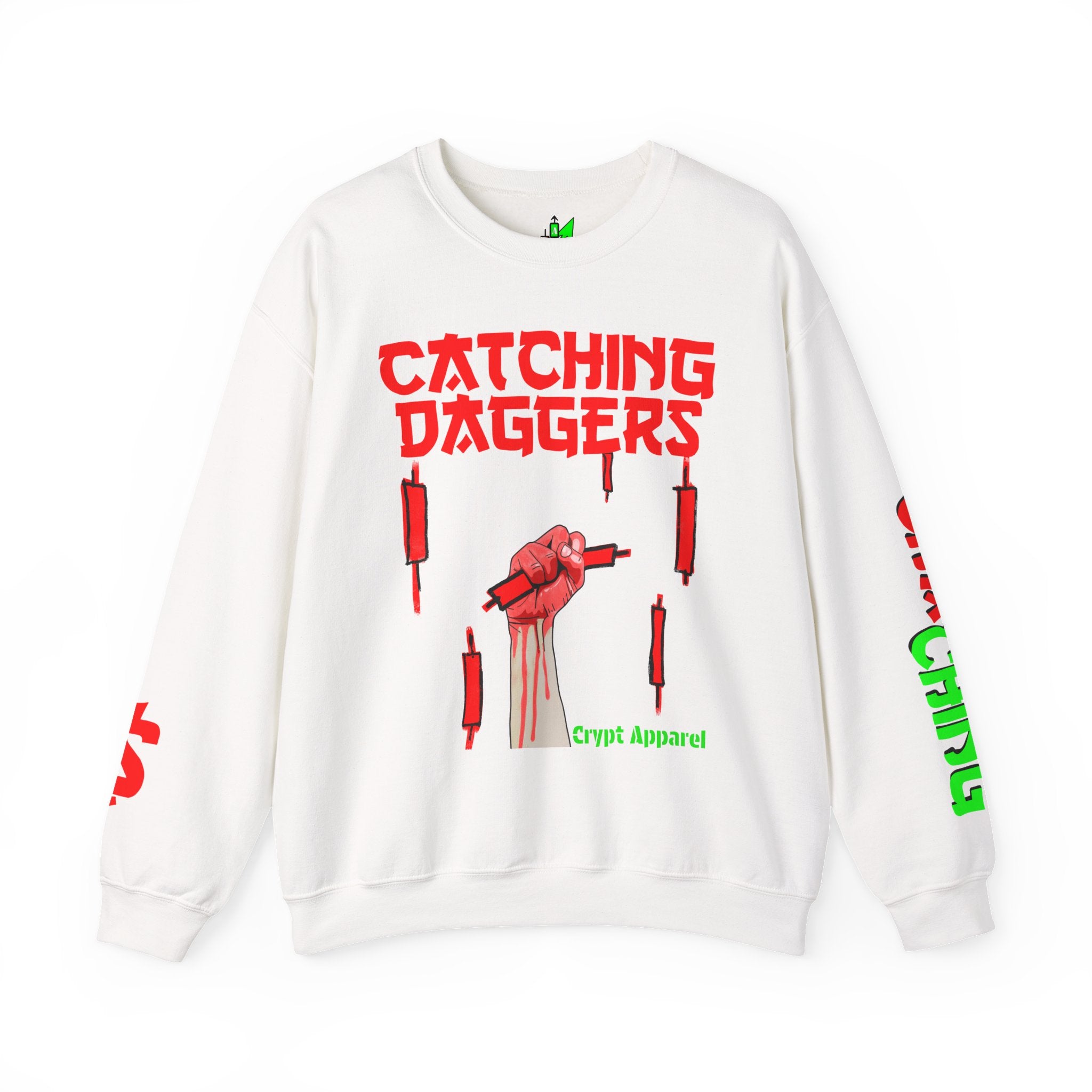 Catching Daggers Crewneck Sweatshirt — Crypt Apparel Graphic Crypto Streetwear