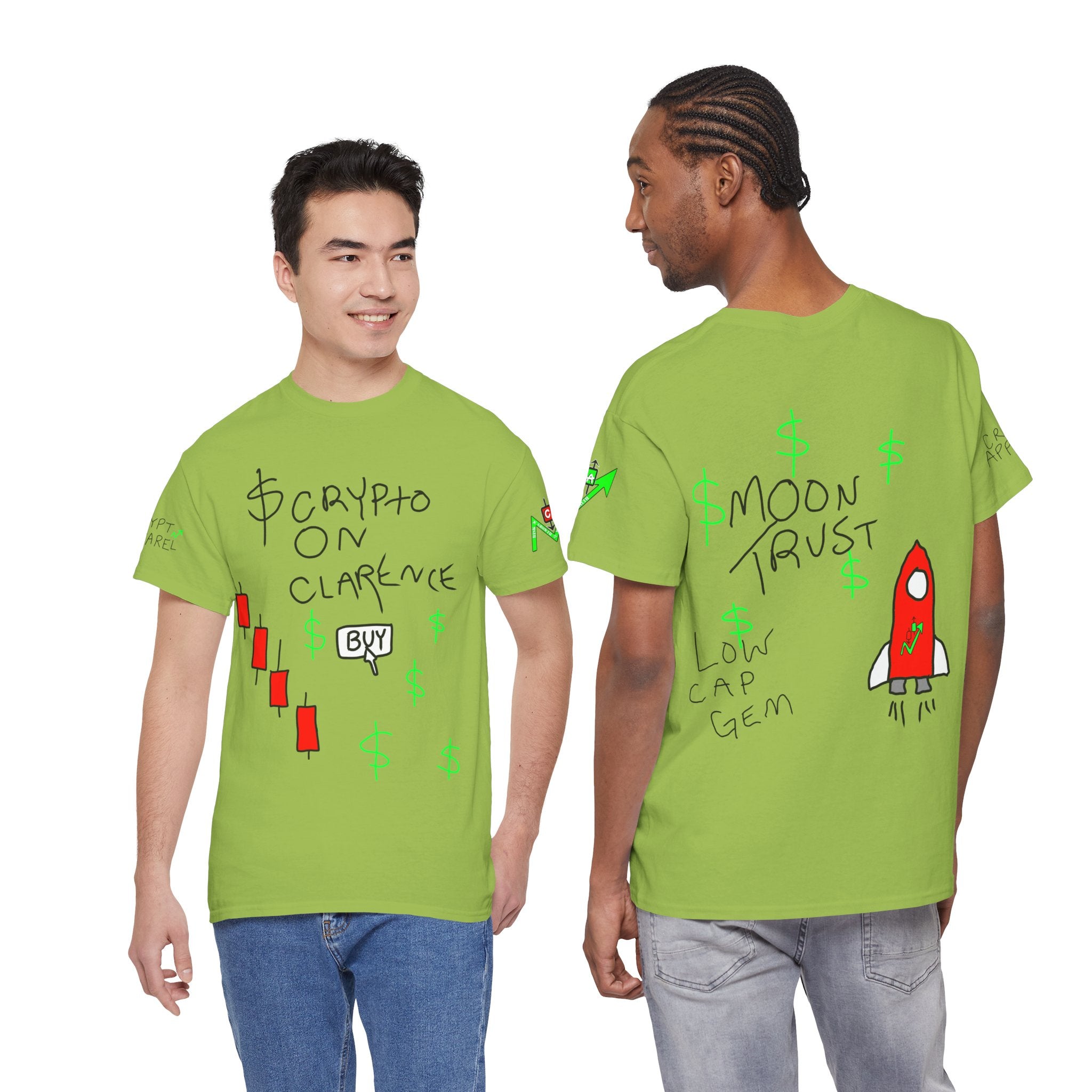 Crypto on Clarence Tee — "Crypt Apparel" / "crypto illiterate" Graphic Shirt