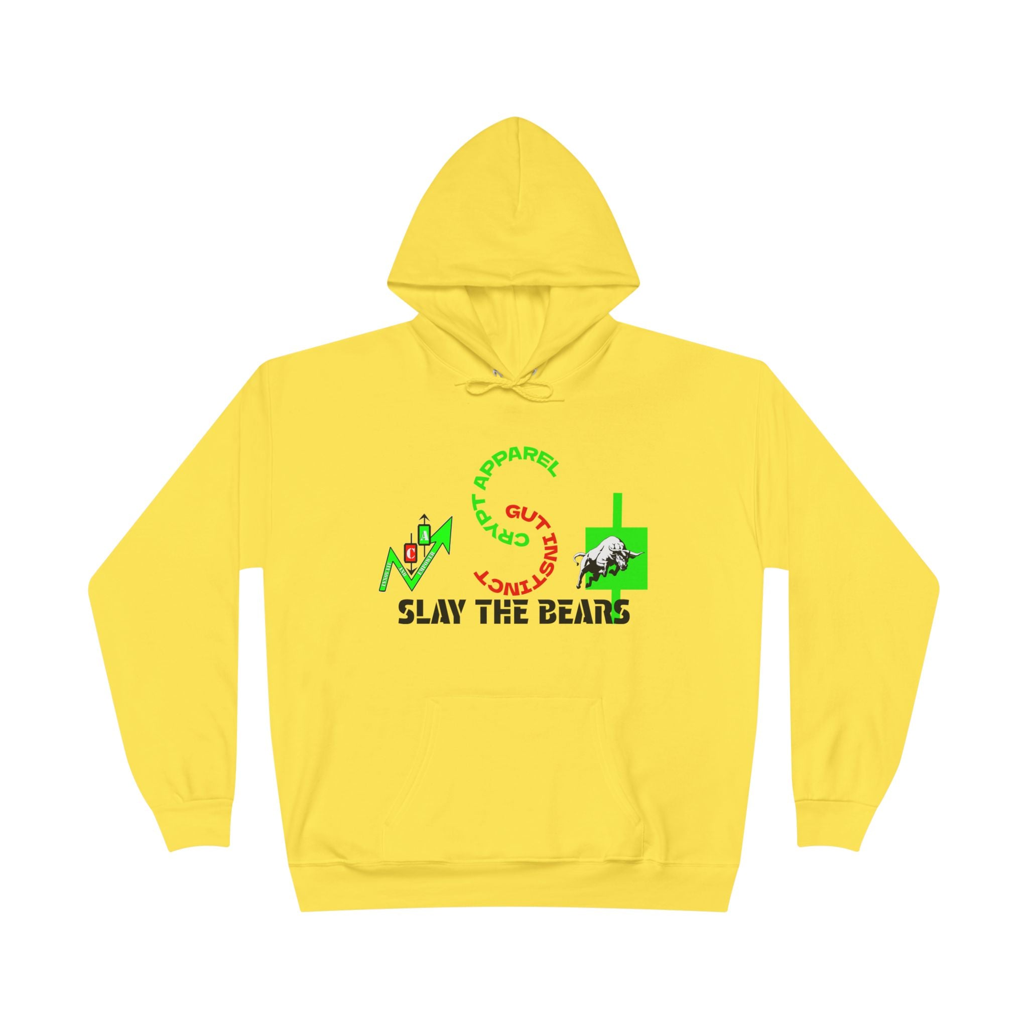 Gut Instinct Bull vs Bear Crypto Hoodie - Dual Sided Slay The Bears Streetwear Pullover