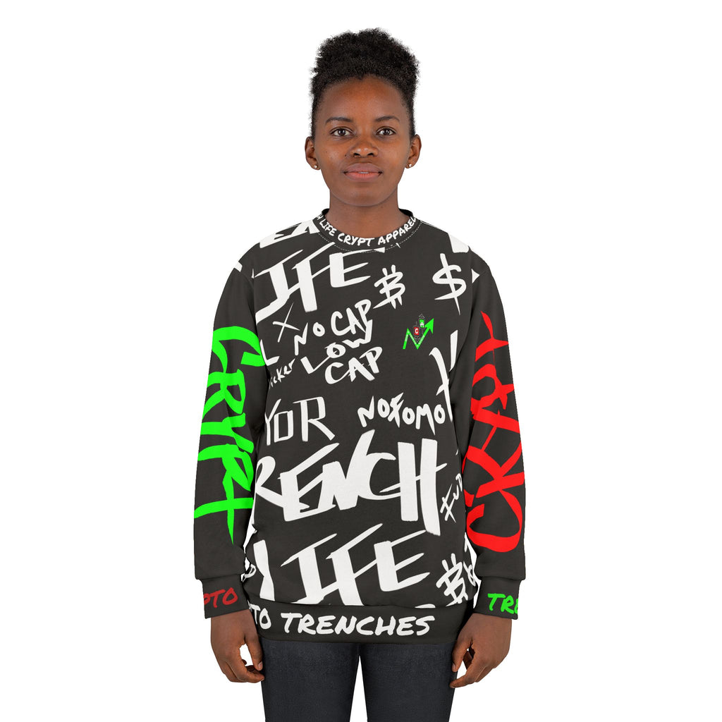 Trench Life Crypto Inspired Sweatshirt | Crypt Apparel Black Crewneck