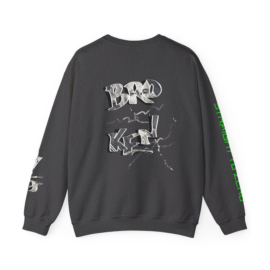 Brokenomics Crypto Crewneck Sweatshirt — Crypt Apparel Graphic Pullover with Neon Green Accents