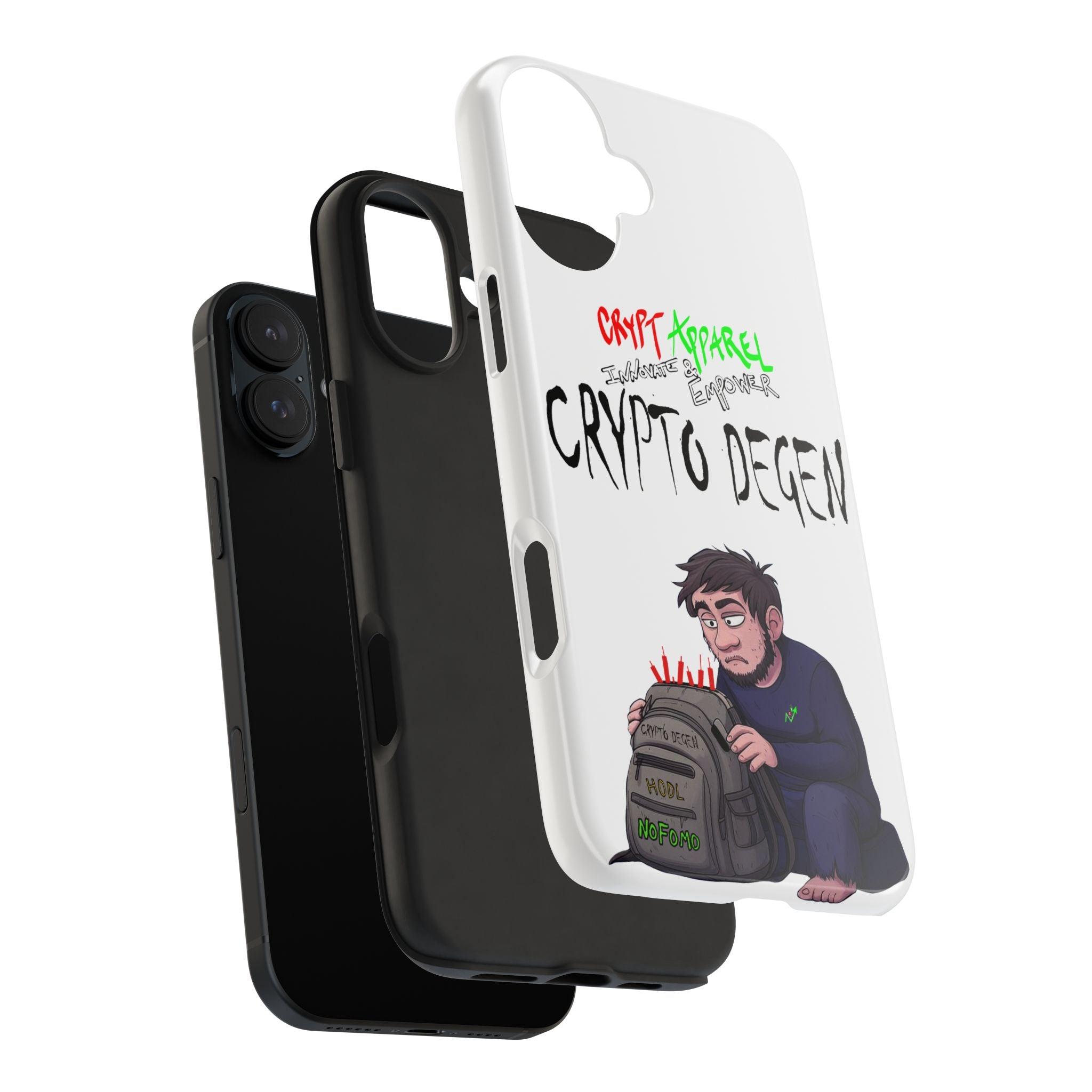 Crypto Degen Tough Phone Case — Cartoon HODL Backpack Design