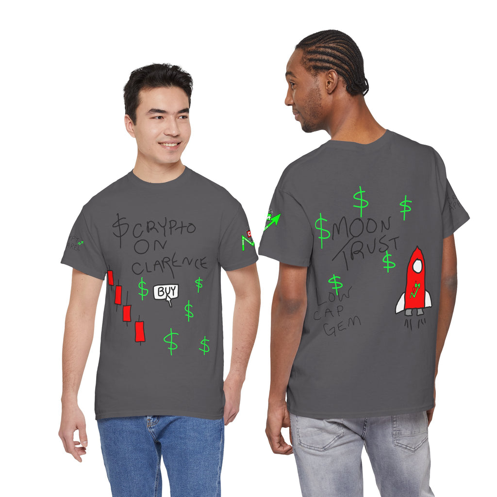 Crypto on Clarence Tee — "Crypt Apparel" / "crypto illiterate" Graphic Shirt