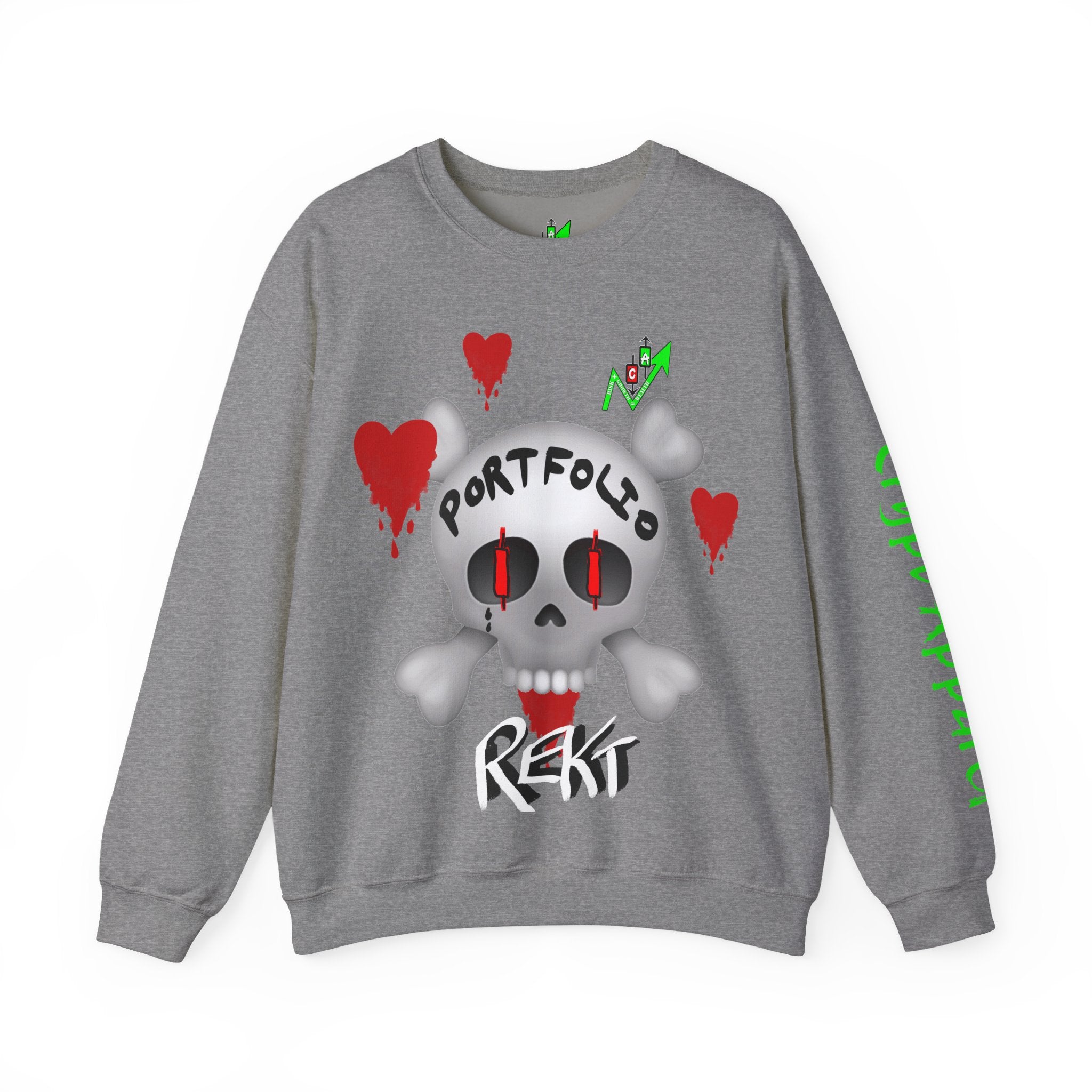 Crypto Rekt Portfolio Crewneck Sweatshirt | Crypt Apparel Streetwear Graphic