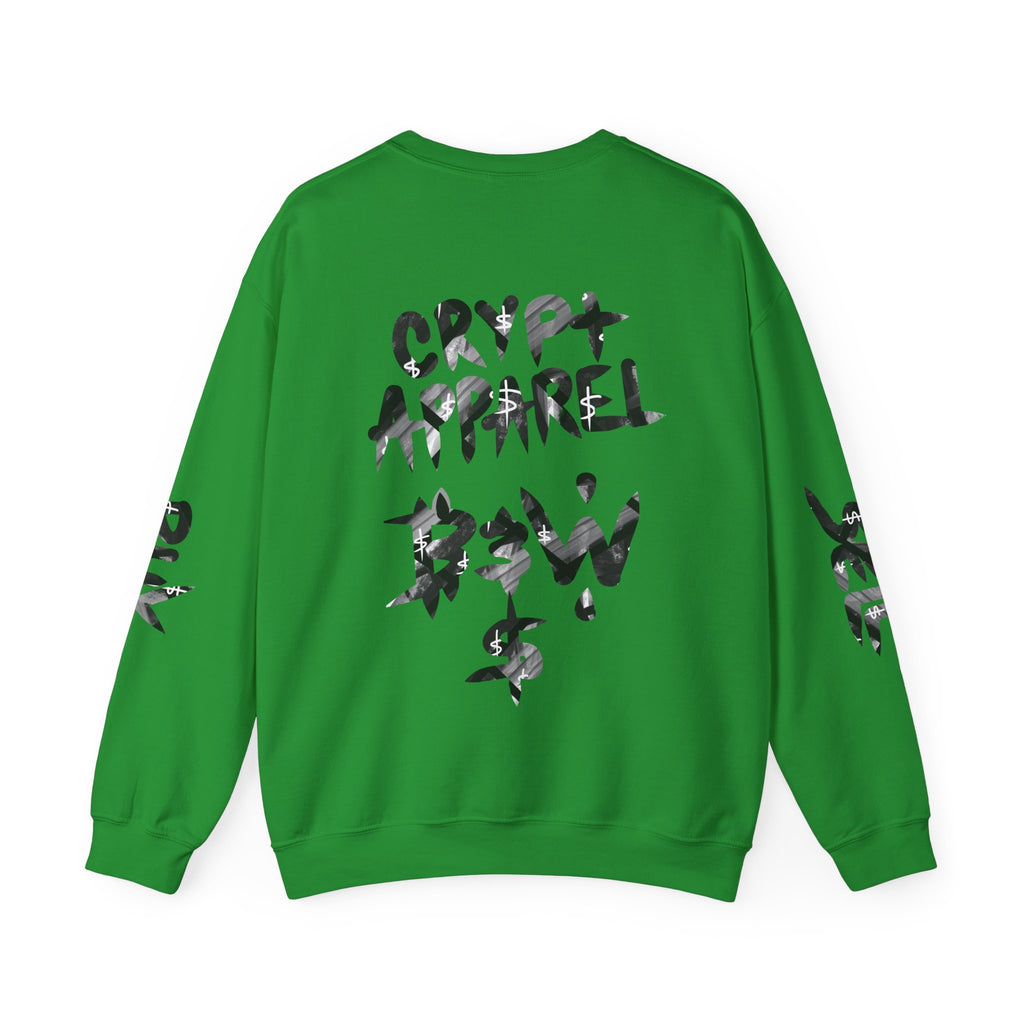 Black & White Street Collage Crypto Crewneck Sweatshirt | Graphic Urban Art