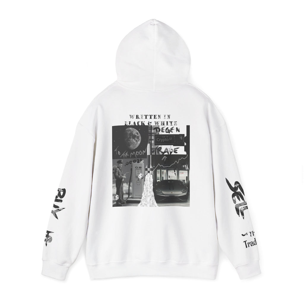 Black & White Crypto Collage Hoodie | Crypt Apparel Graphic Sweatshirt