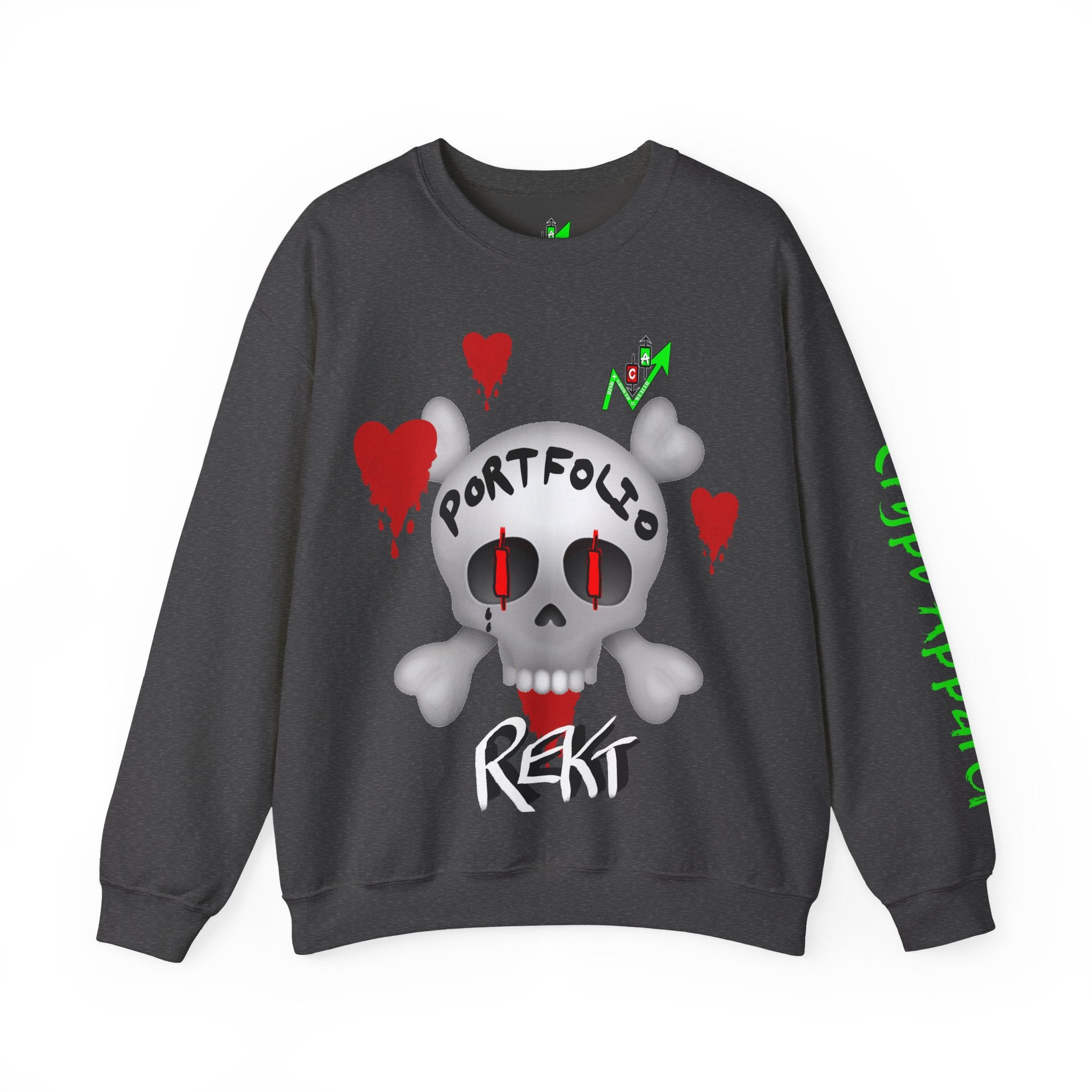 Crypto Rekt Portfolio Crewneck Sweatshirt | Crypt Apparel Streetwear Graphic
