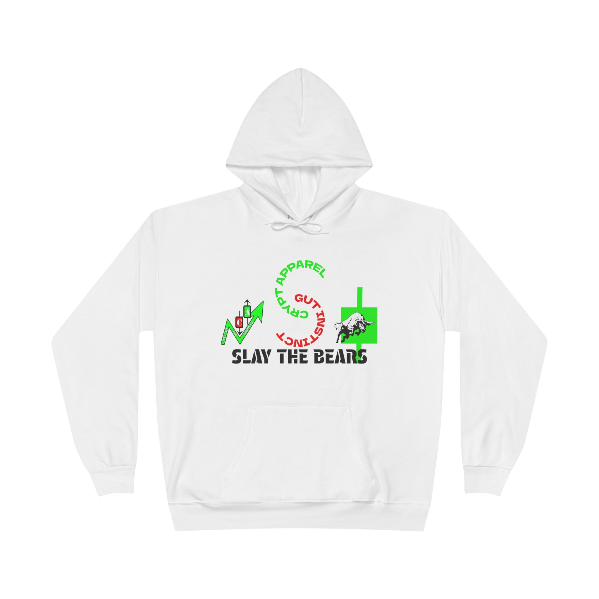 Gut Instinct Bull vs Bear Crypto Hoodie - Dual Sided Slay The Bears Streetwear Pullover