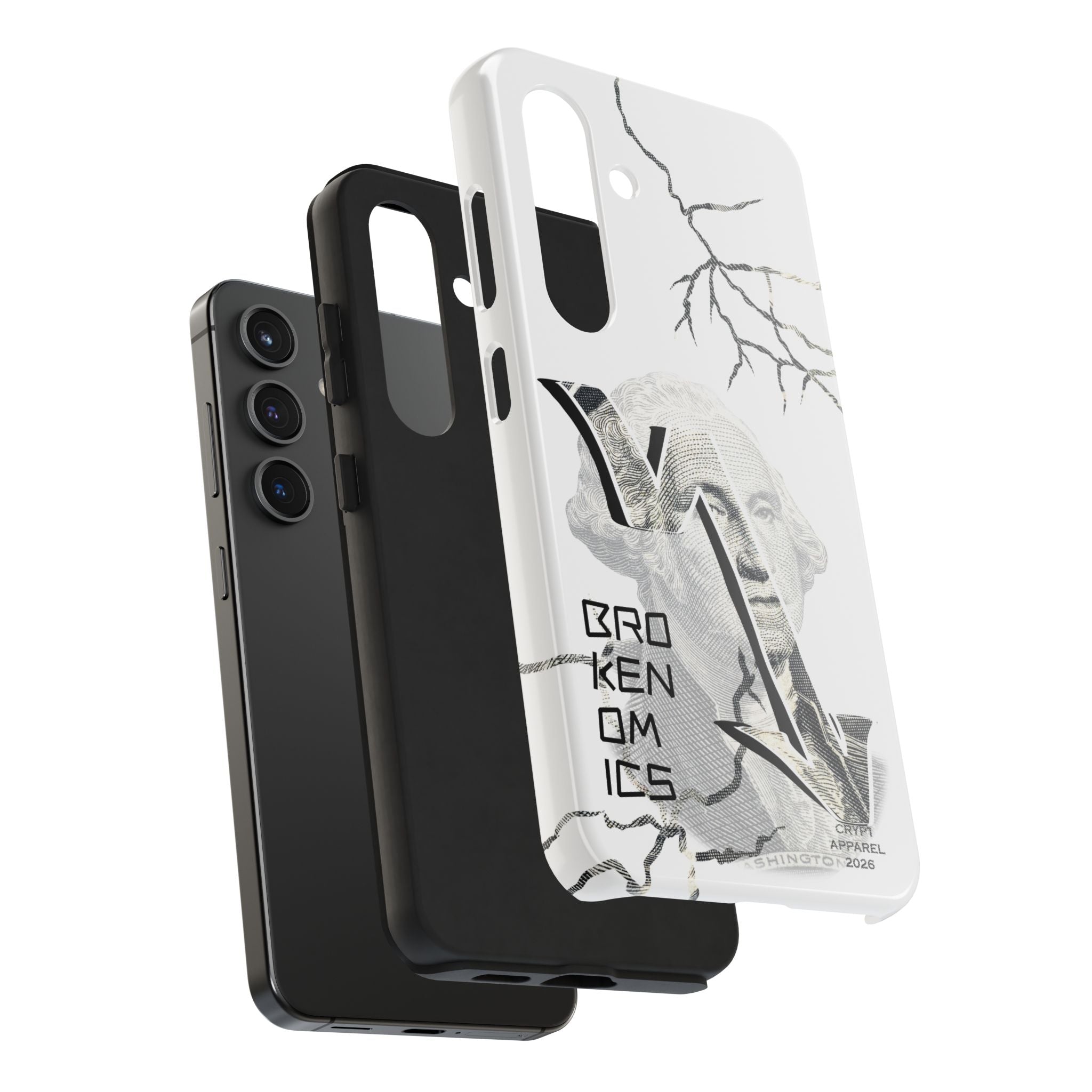 Brokenomics Crypto Tough Phone Case — 'Crypt Apparel' Cracked Dollar Graphic Protective Cover