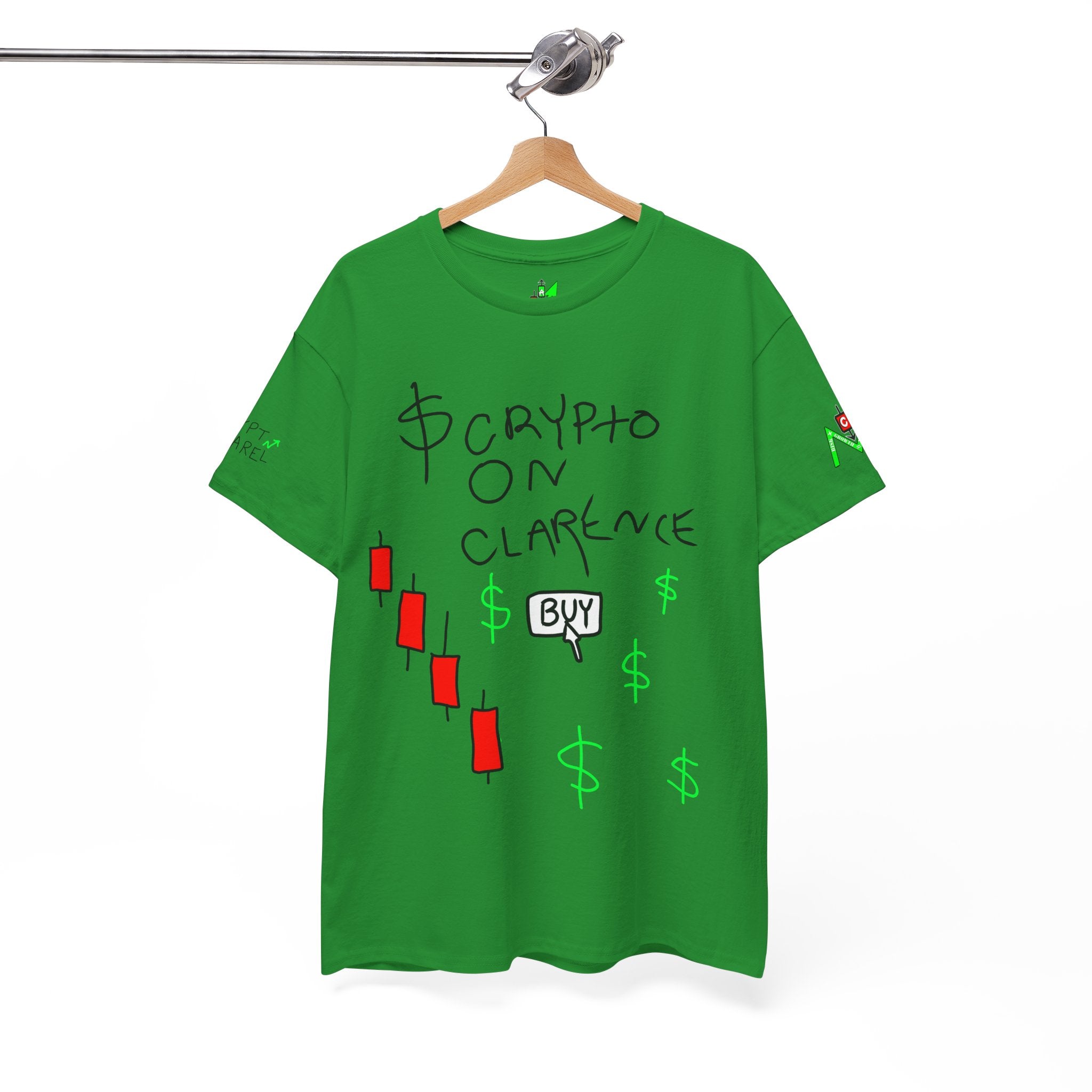 Crypto on Clarence Tee — "Crypt Apparel" / "crypto illiterate" Graphic Shirt