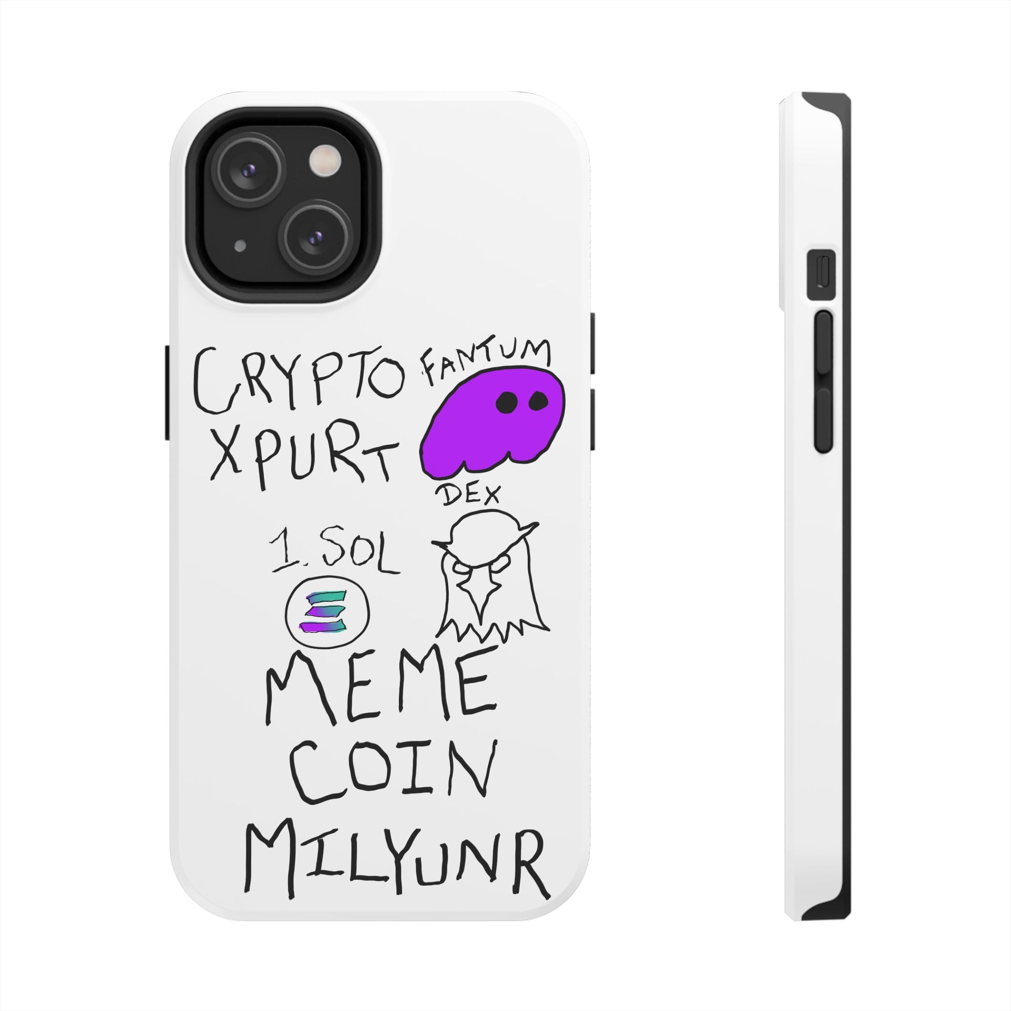 Meme Coin Millionaire Tough Phone Case — Crypto Meme Coin Doodle Design ("Meme Coin Milyunr")