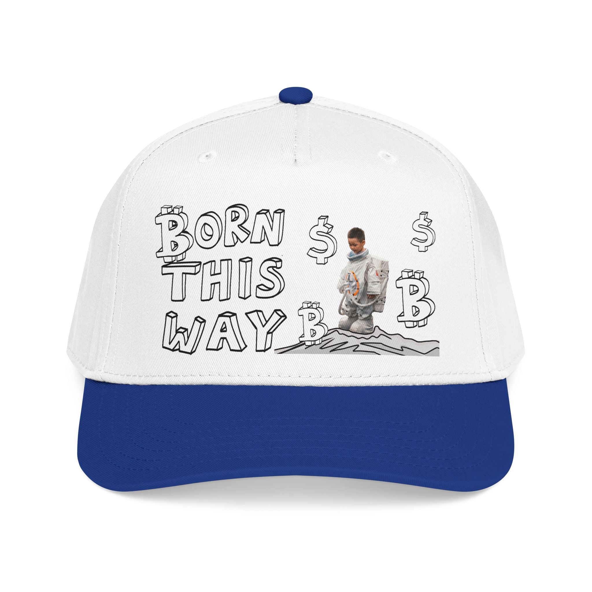 Born This Way graphic Mid Profile Baseball Cap | Crypt Apparel Bitcoin inspired art