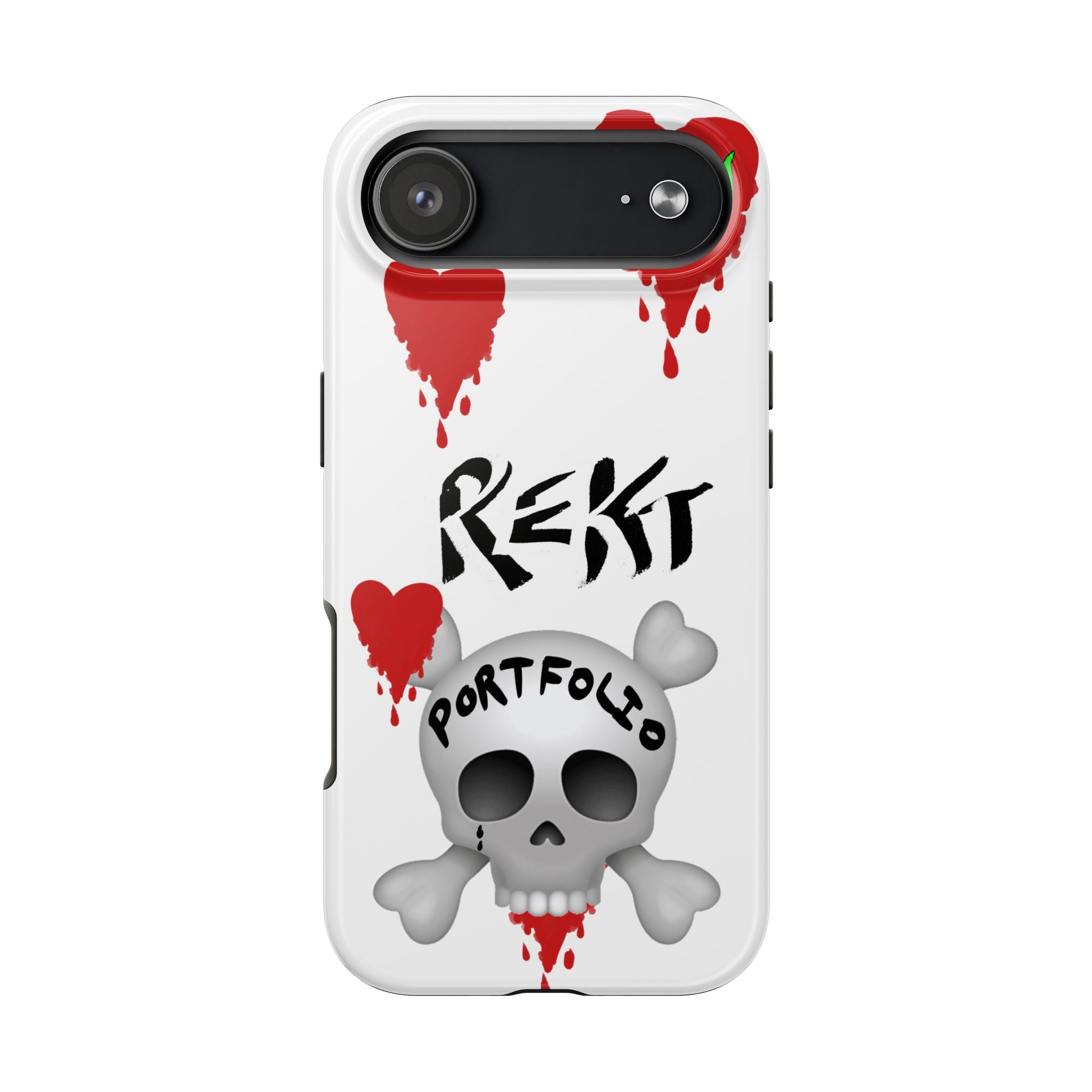 Rekt Portfolio Tough Phone Case — Skull & Dripping Heart Protective Cover