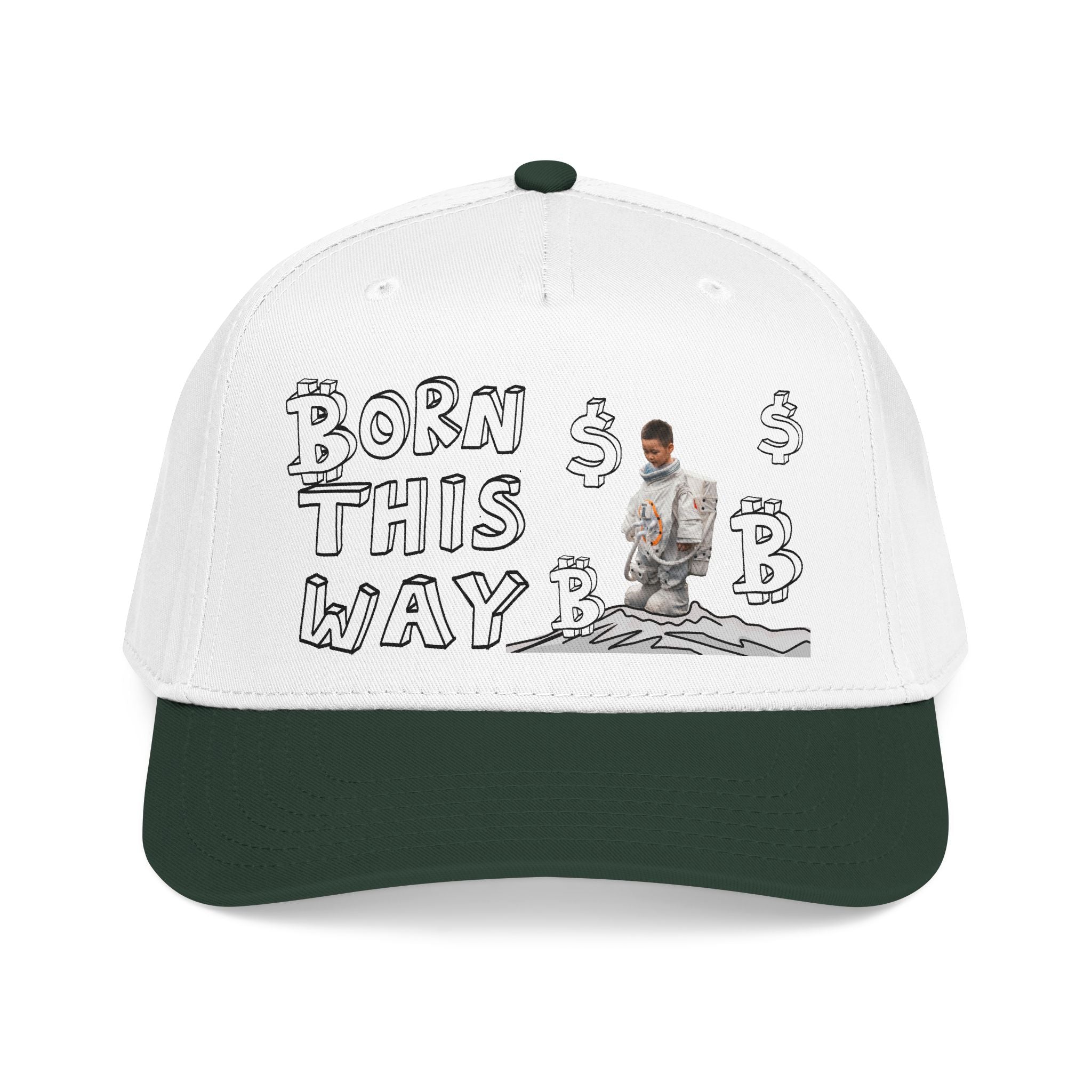 Born This Way graphic Mid Profile Baseball Cap | Crypt Apparel Bitcoin inspired art