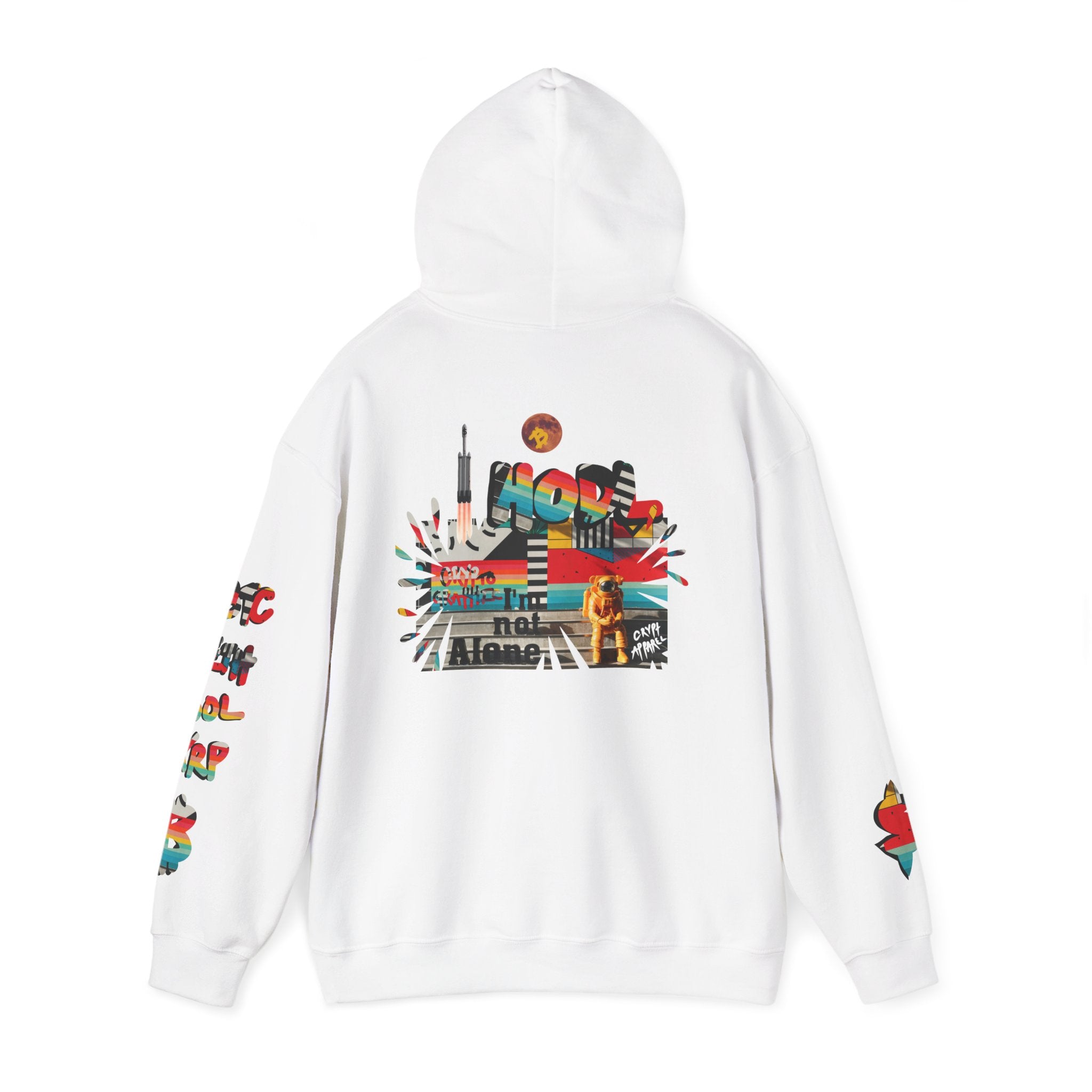 Urban Jungle Crypto Bitcoin Hoodie — Crypt Apparel Astronaut “Not Alone” Graphic Pullover