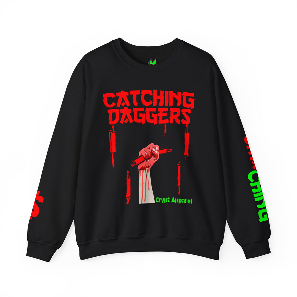 Catching Daggers Crewneck Sweatshirt — Crypt Apparel Graphic Crypto Streetwear