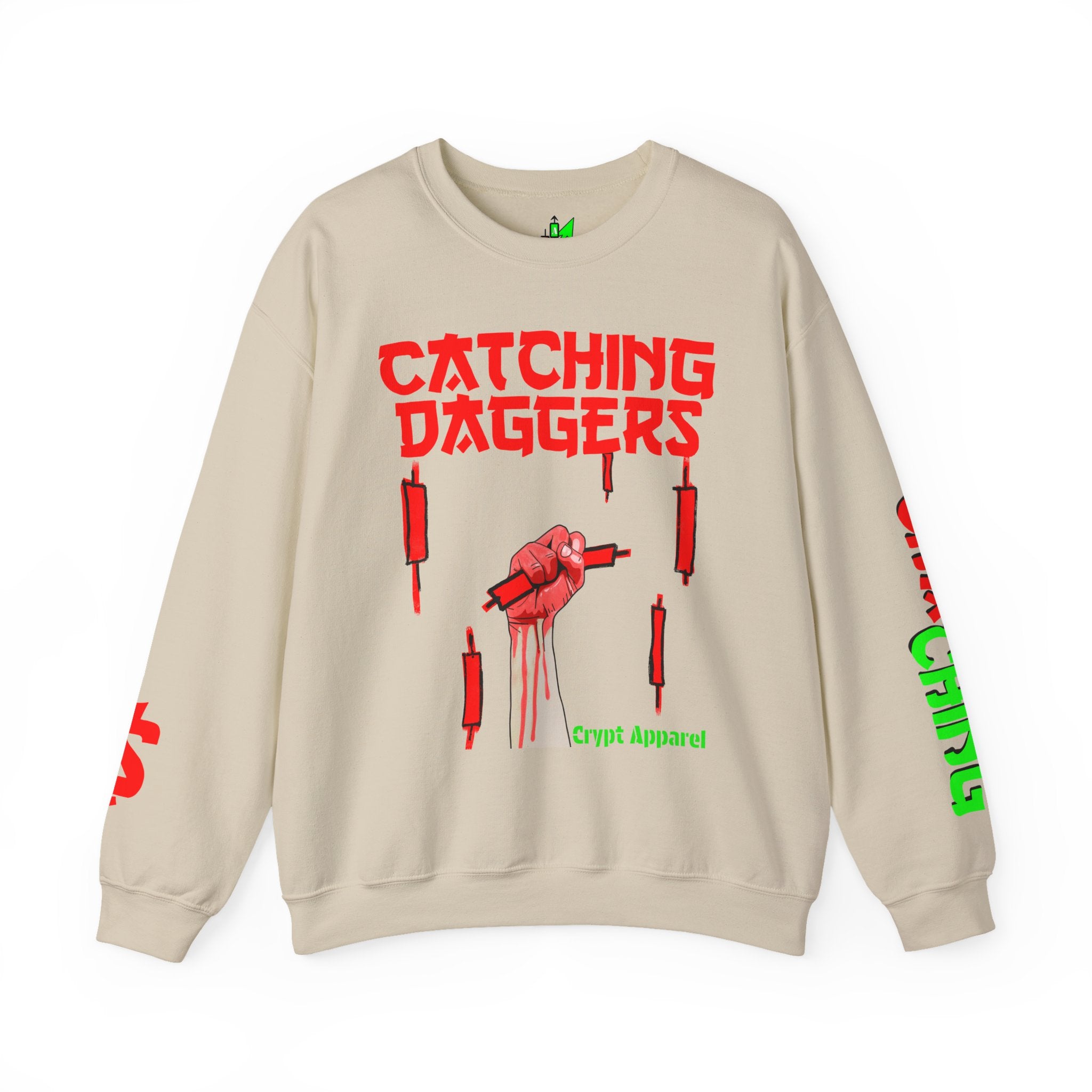 Catching Daggers Crewneck Sweatshirt — Crypt Apparel Graphic Crypto Streetwear
