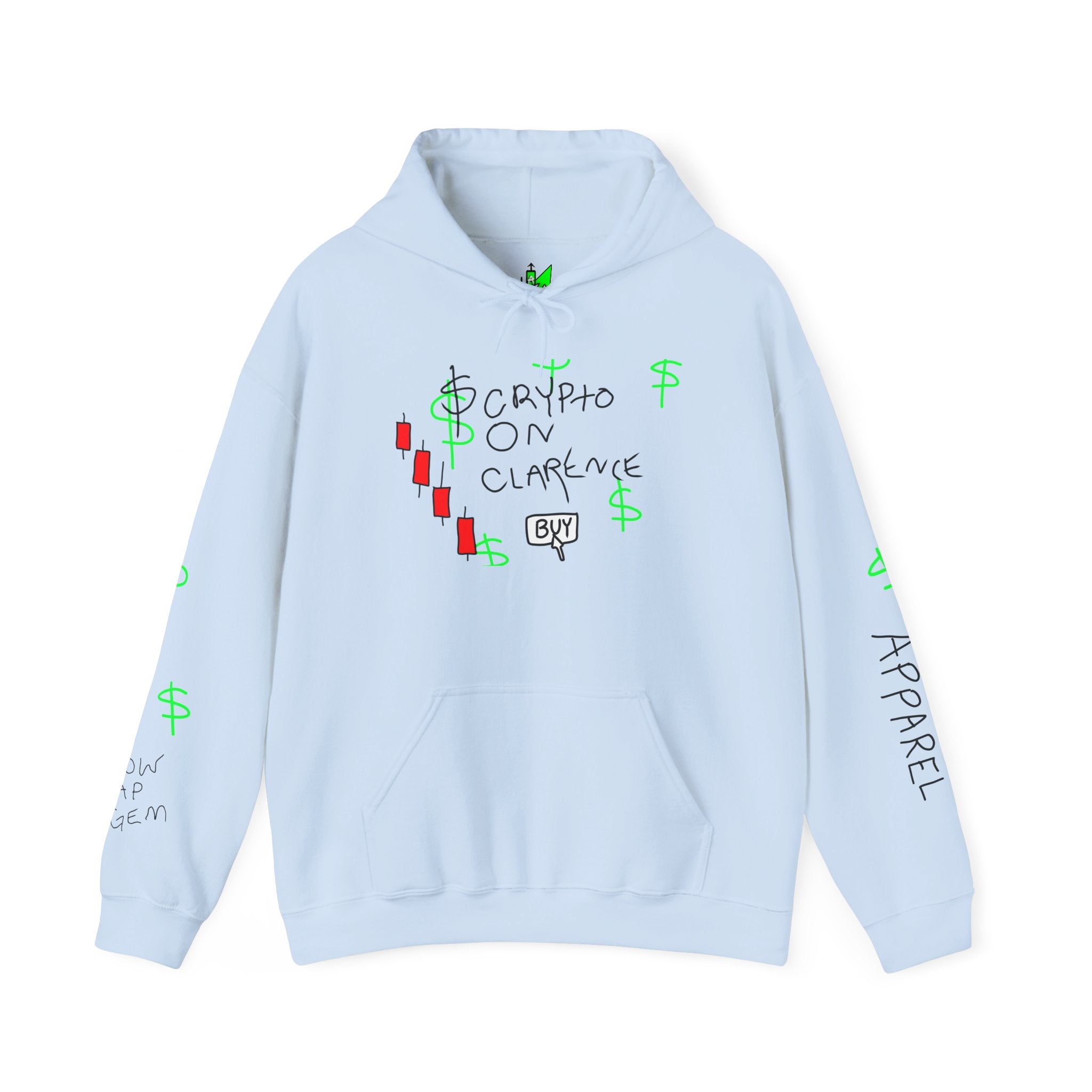 Crypto on Clarence Illiterate meme coin trader humorous graphic by Crypt Apparel