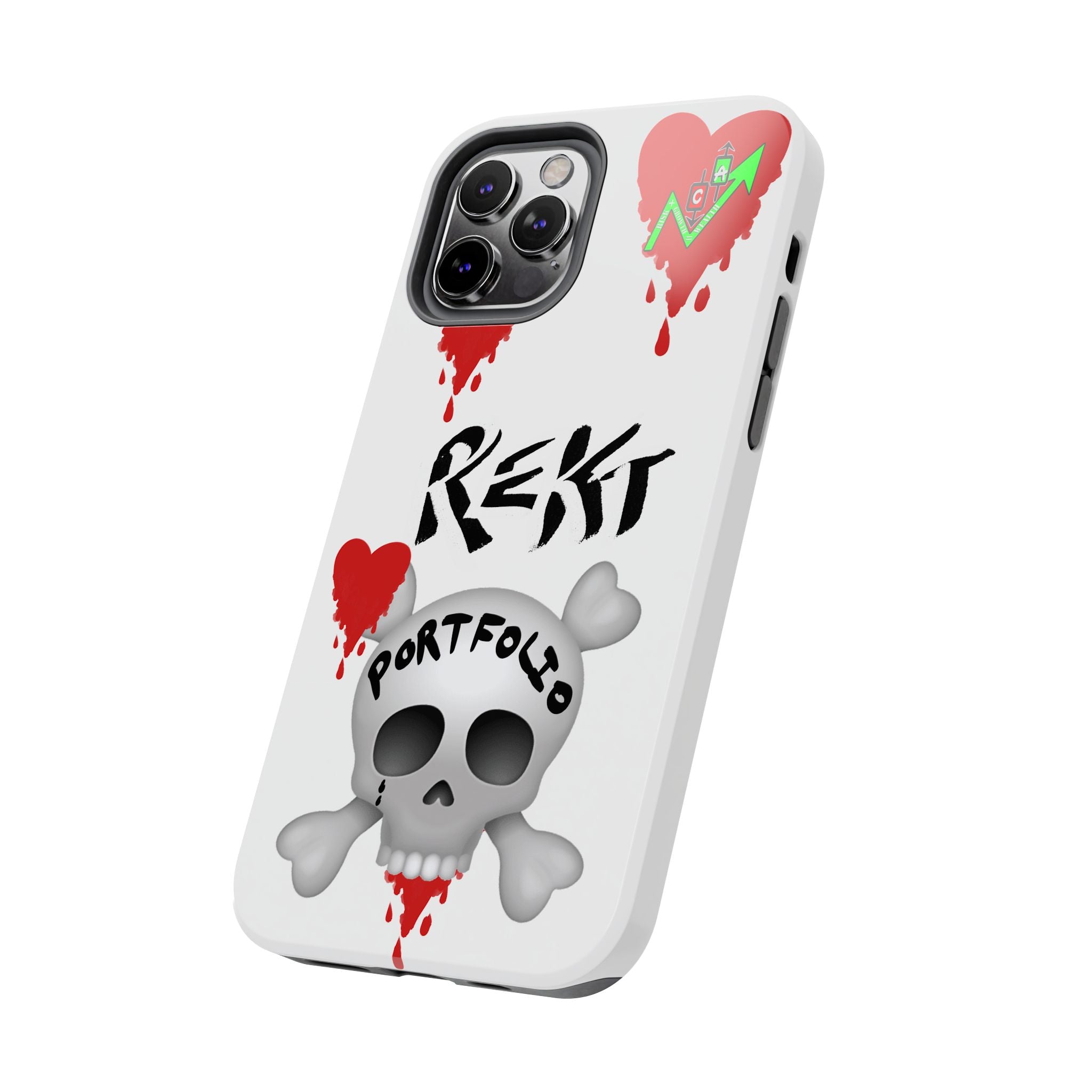 Rekt Portfolio Tough Phone Case — Skull & Dripping Heart Protective Cover