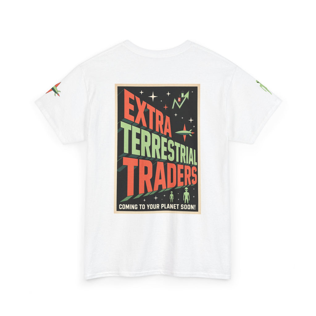 Extra Terrestrial Traders Crypto Graphic Tee — Retro Alien Poster Shirt