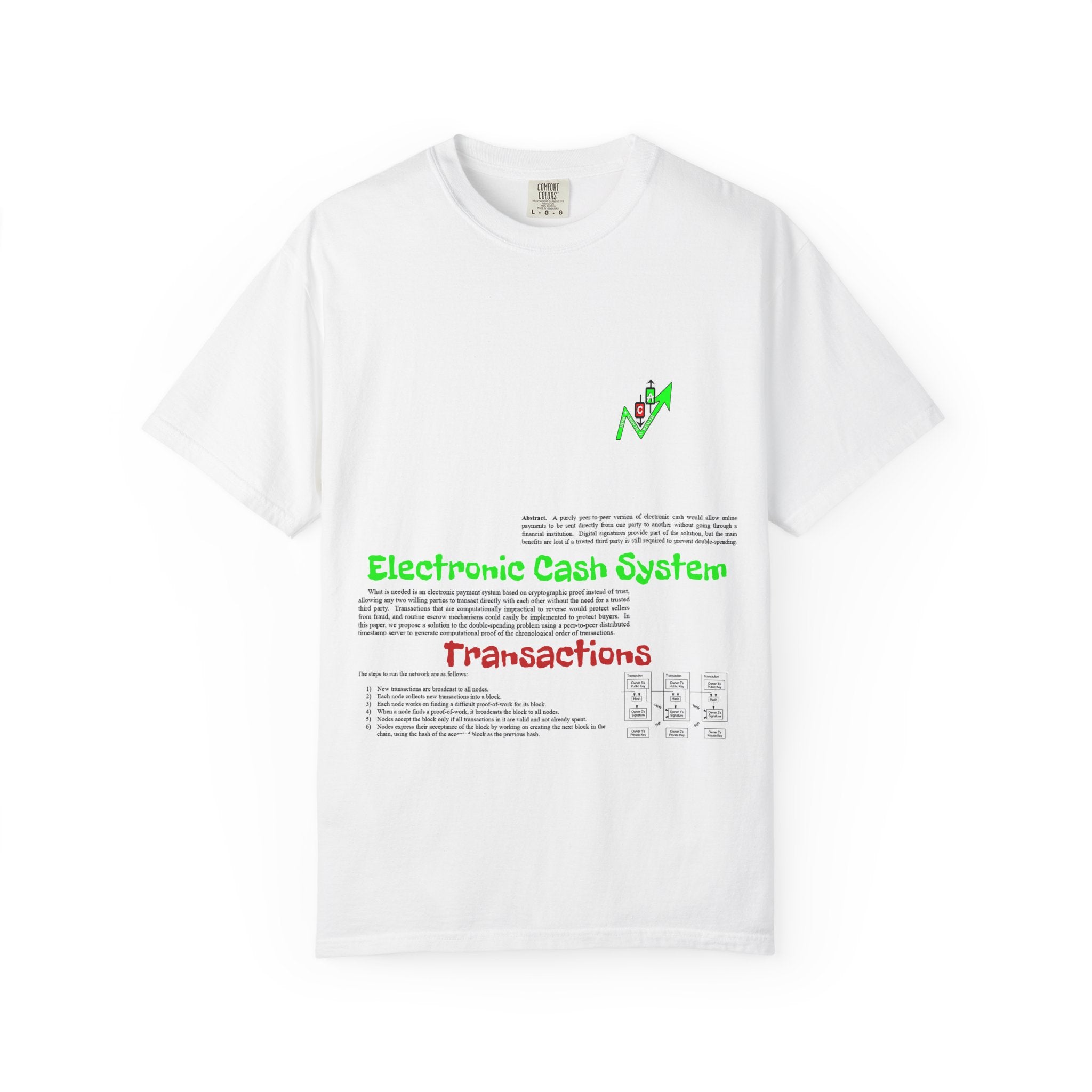 Crypt Apparel Bitcoin inspired T-Shirt | Crypto Graphic Tee, White Paper Text