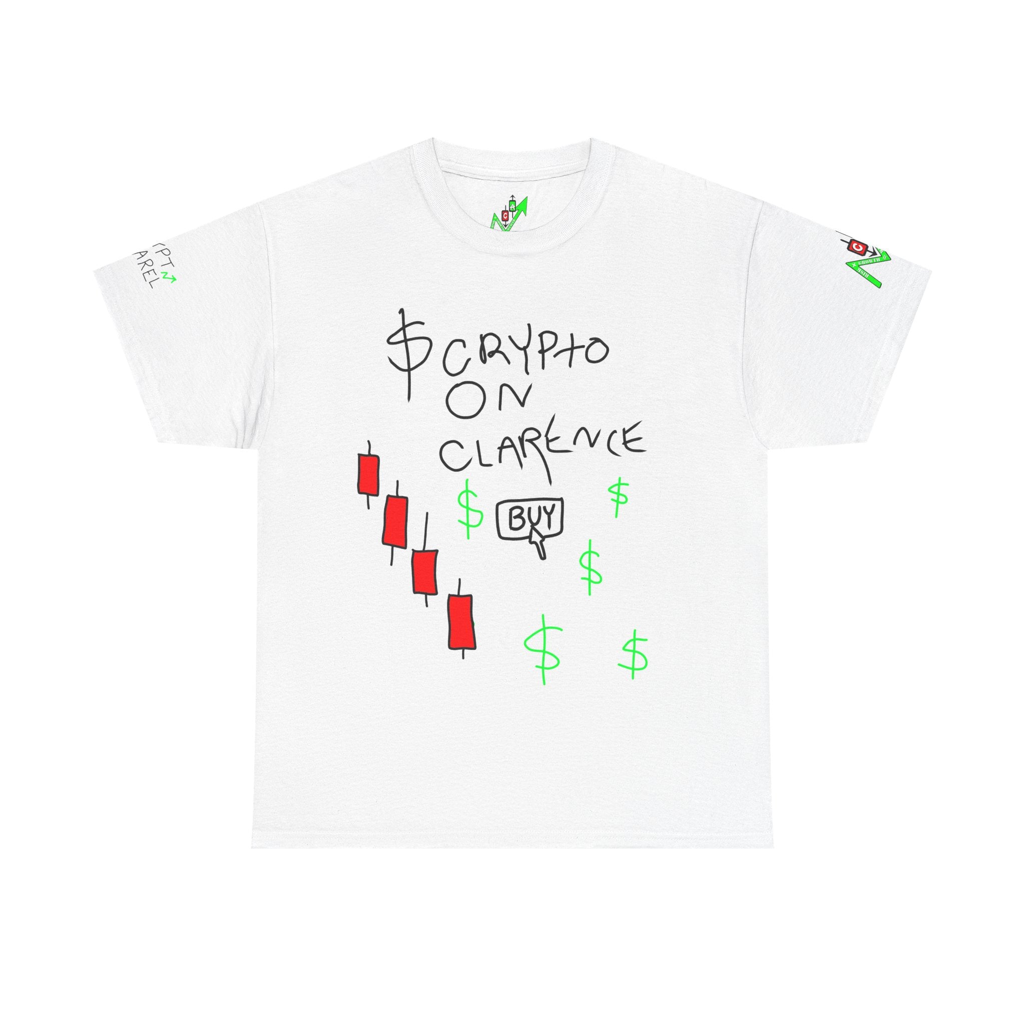 Crypto on Clarence Tee — "Crypt Apparel" / "crypto illiterate" Graphic Shirt
