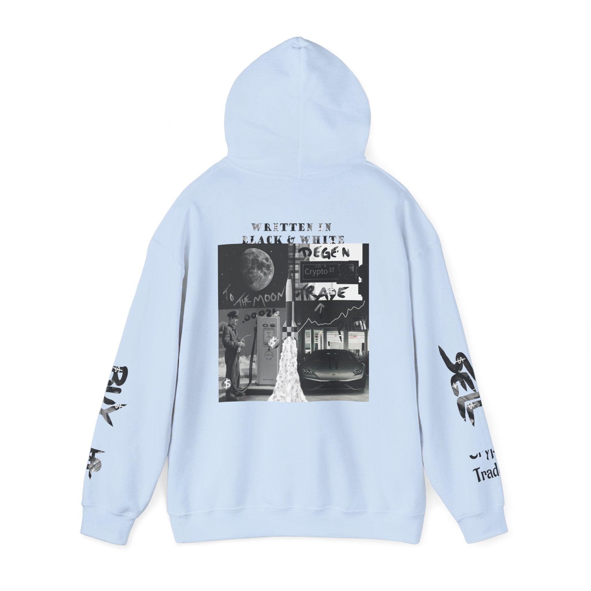 Black & White Crypto Collage Hoodie | Crypt Apparel Graphic Sweatshirt