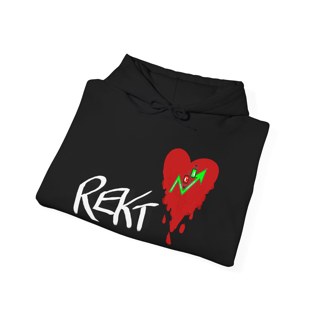 Rekt Portfolio Crypto Trading Hoodie – Crypt Apparel Skull Heart Graffiti Streetwear Pullover