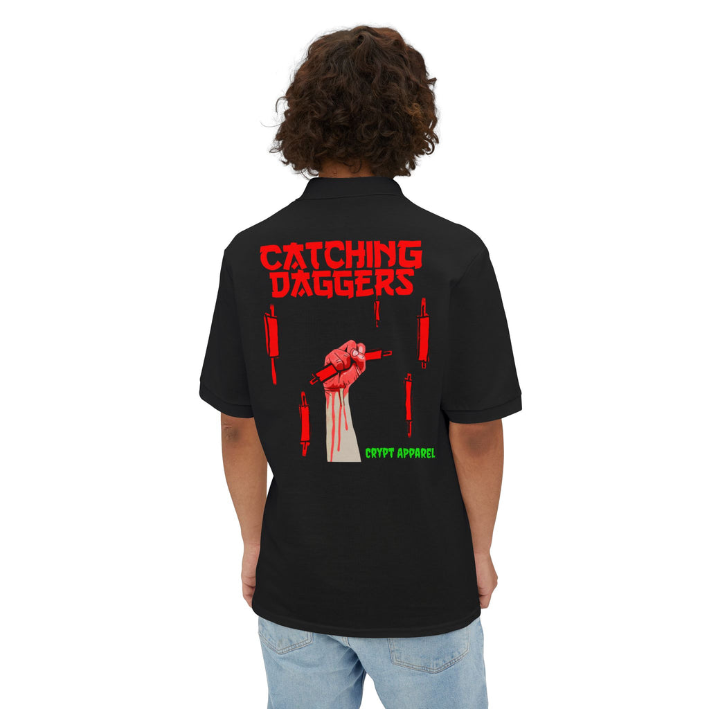 Catching Daggers Crypto Polo — Crypt Apparel Graphic Men's Piqué Shirt