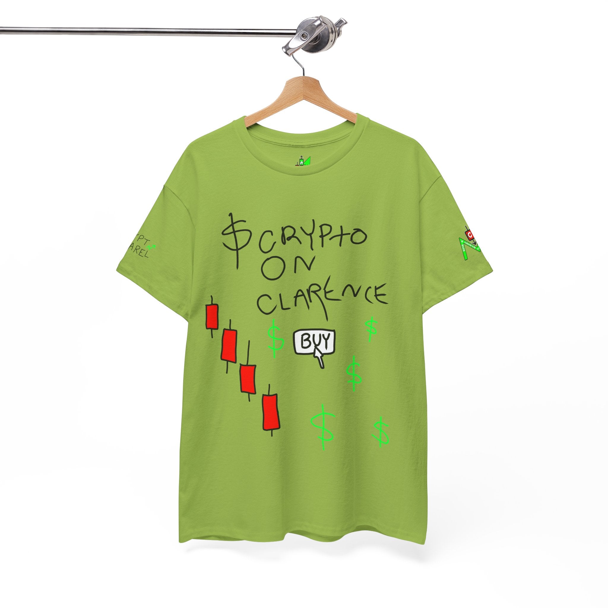 Crypto on Clarence Tee — "Crypt Apparel" / "crypto illiterate" Graphic Shirt