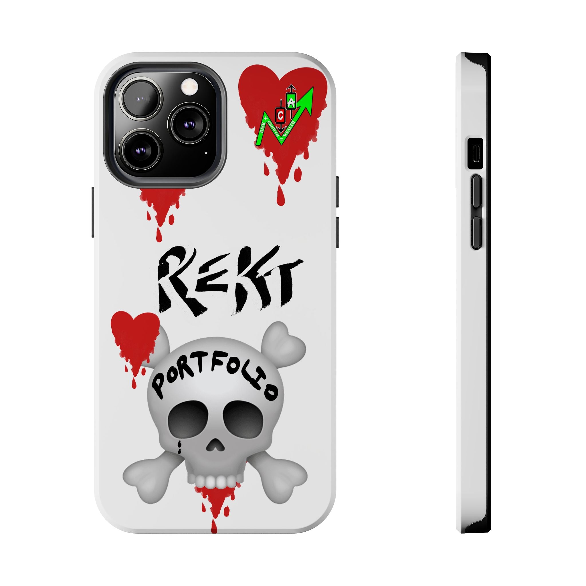 Rekt Portfolio Tough Phone Case — Skull & Dripping Heart Protective Cover