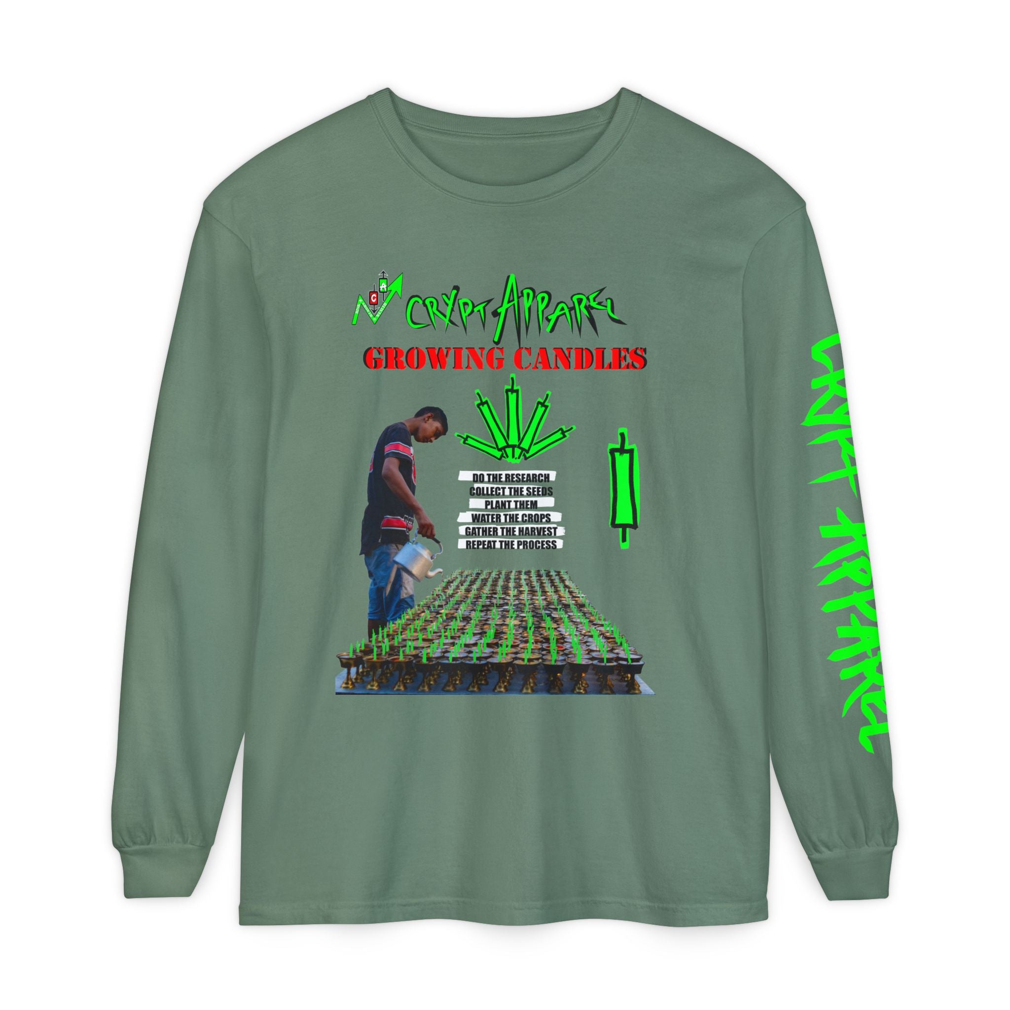 Growing Candles Long Sleeve Tee — "Crypt Apparel" Nurturing Growth