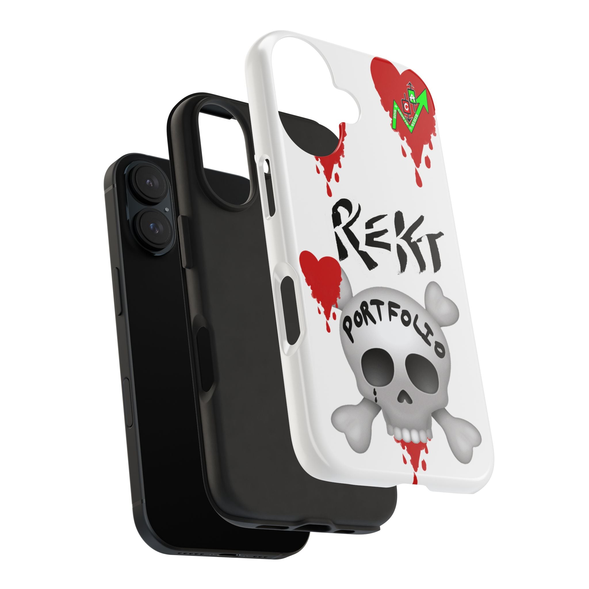 Rekt Portfolio Tough Phone Case — Skull & Dripping Heart Protective Cover