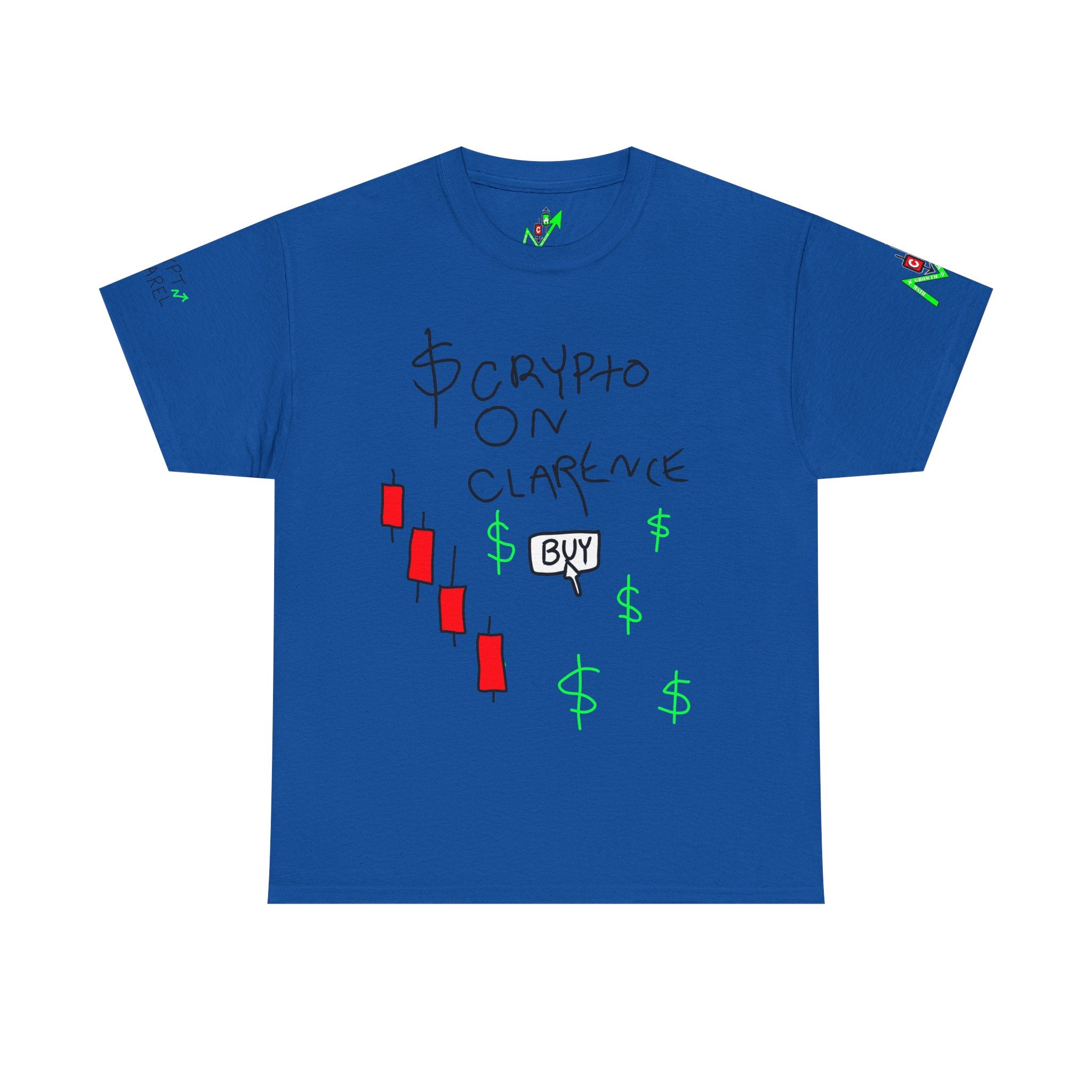 Crypto on Clarence Tee — "Crypt Apparel" / "crypto illiterate" Graphic Shirt