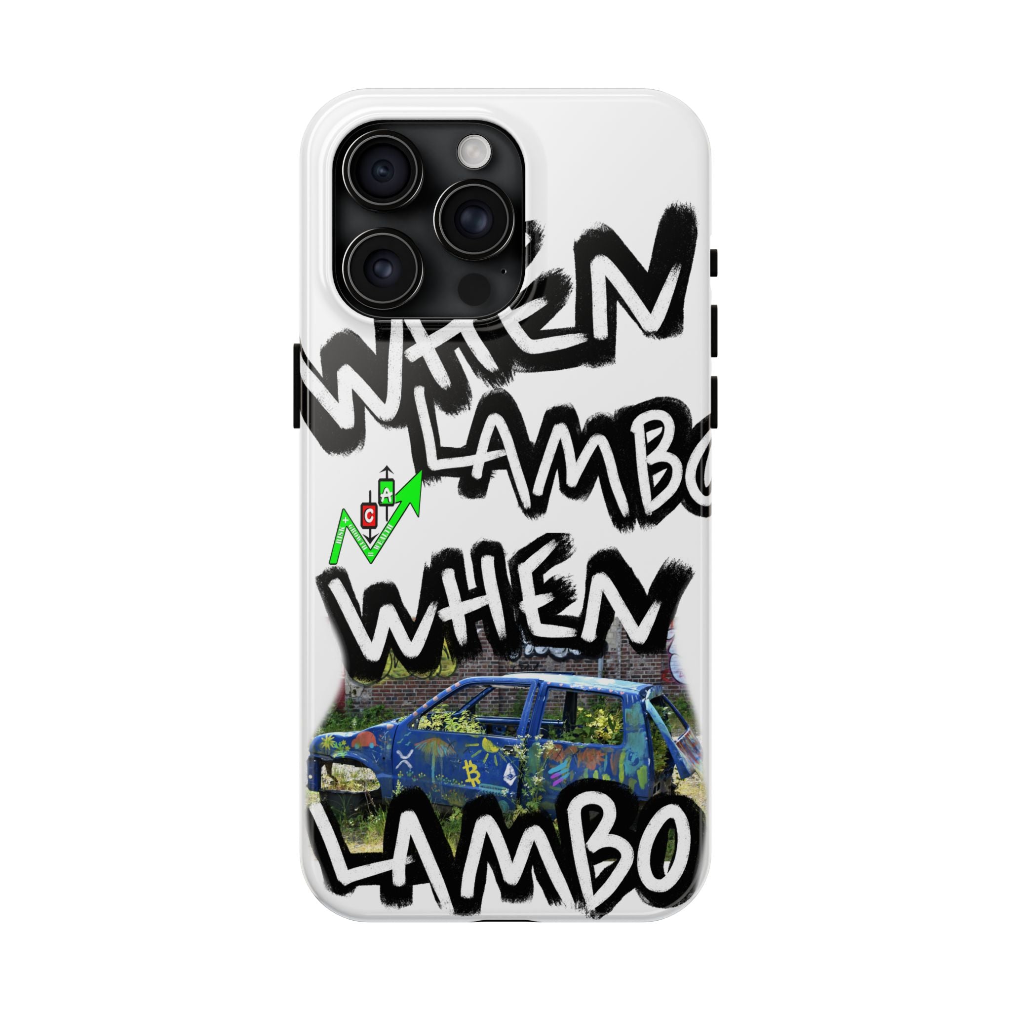 When Lambo artistic crypto meme inspired phone case by Crypt Apparel