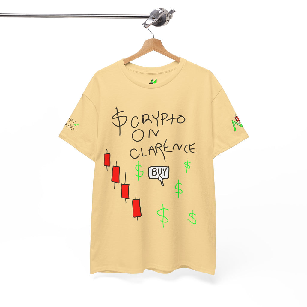 Crypto on Clarence Tee — "Crypt Apparel" / "crypto illiterate" Graphic Shirt