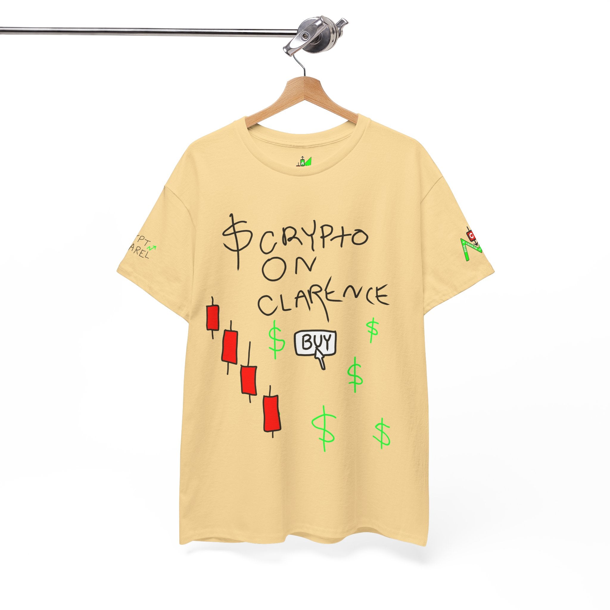 Crypto on Clarence Tee — "Crypt Apparel" / "crypto illiterate" Graphic Shirt
