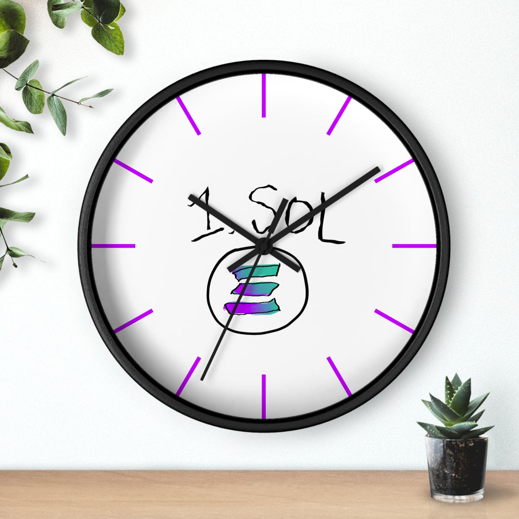 Meme Coin Milyunr crypto degen Wall Clock — Crypt Apparel SOL inspired White Clock with Purple Accents