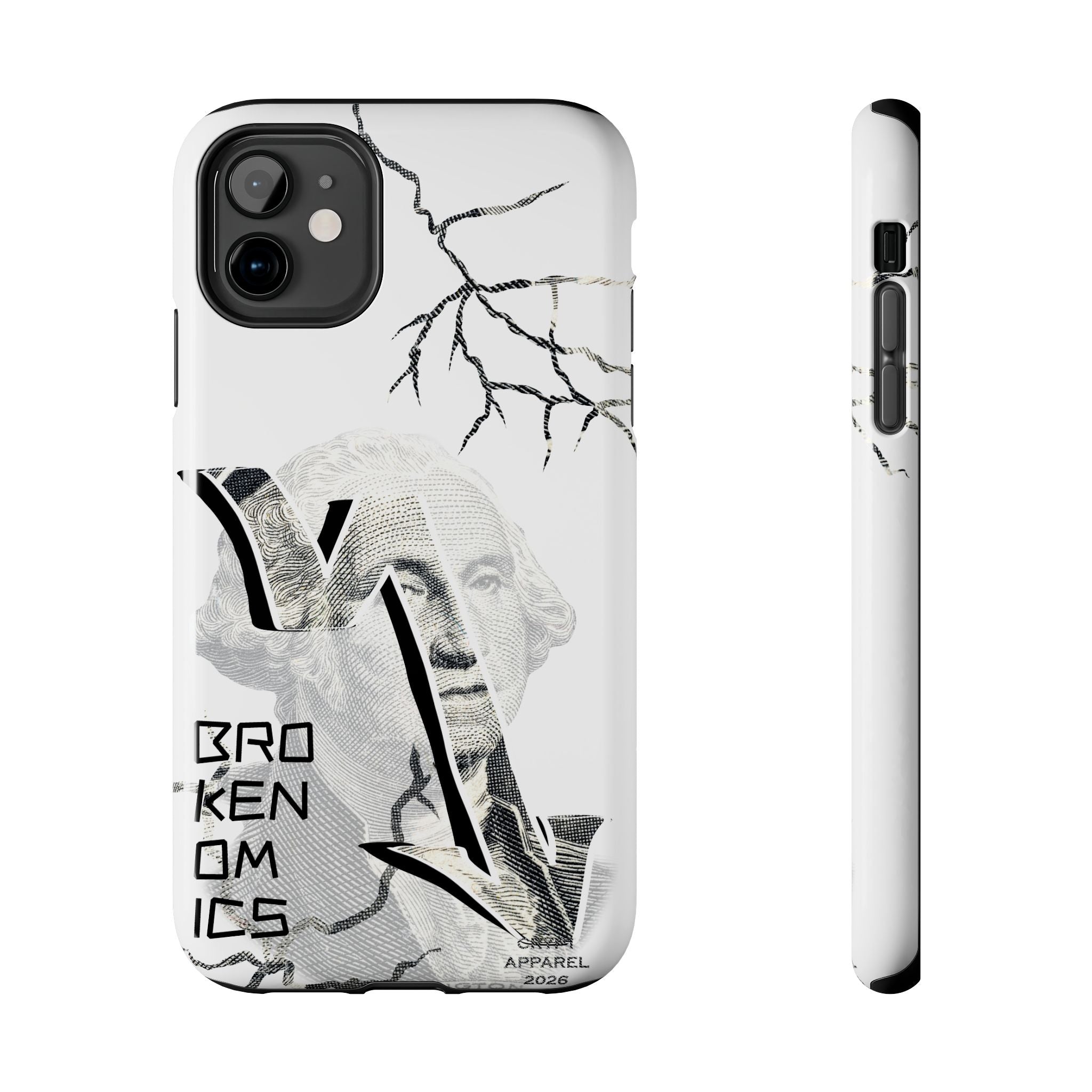 Brokenomics Crypto Tough Phone Case — 'Crypt Apparel' Cracked Dollar Graphic Protective Cover