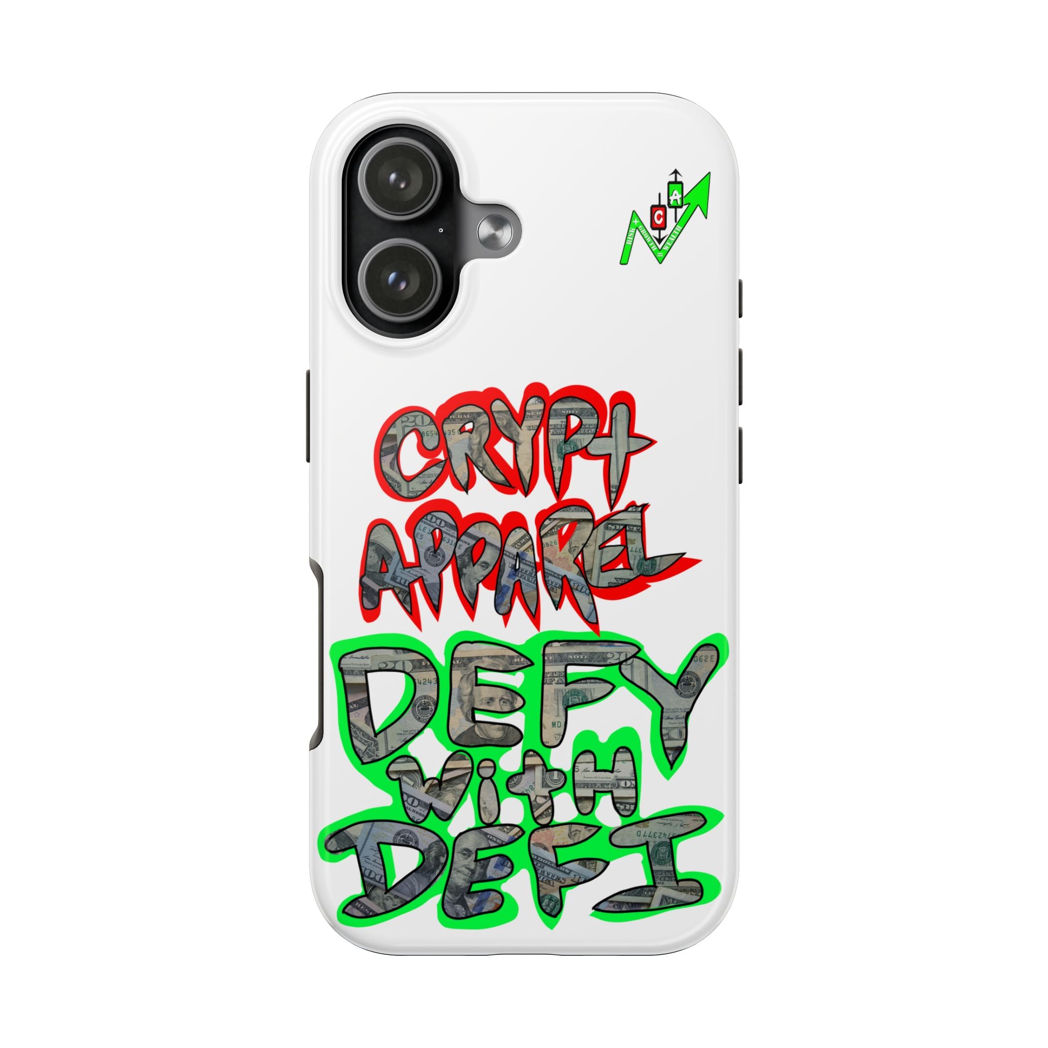 DEFY with DEFI Tough Phone Case — "Crypt Apparel: "Money" Graffiti Crypto Design