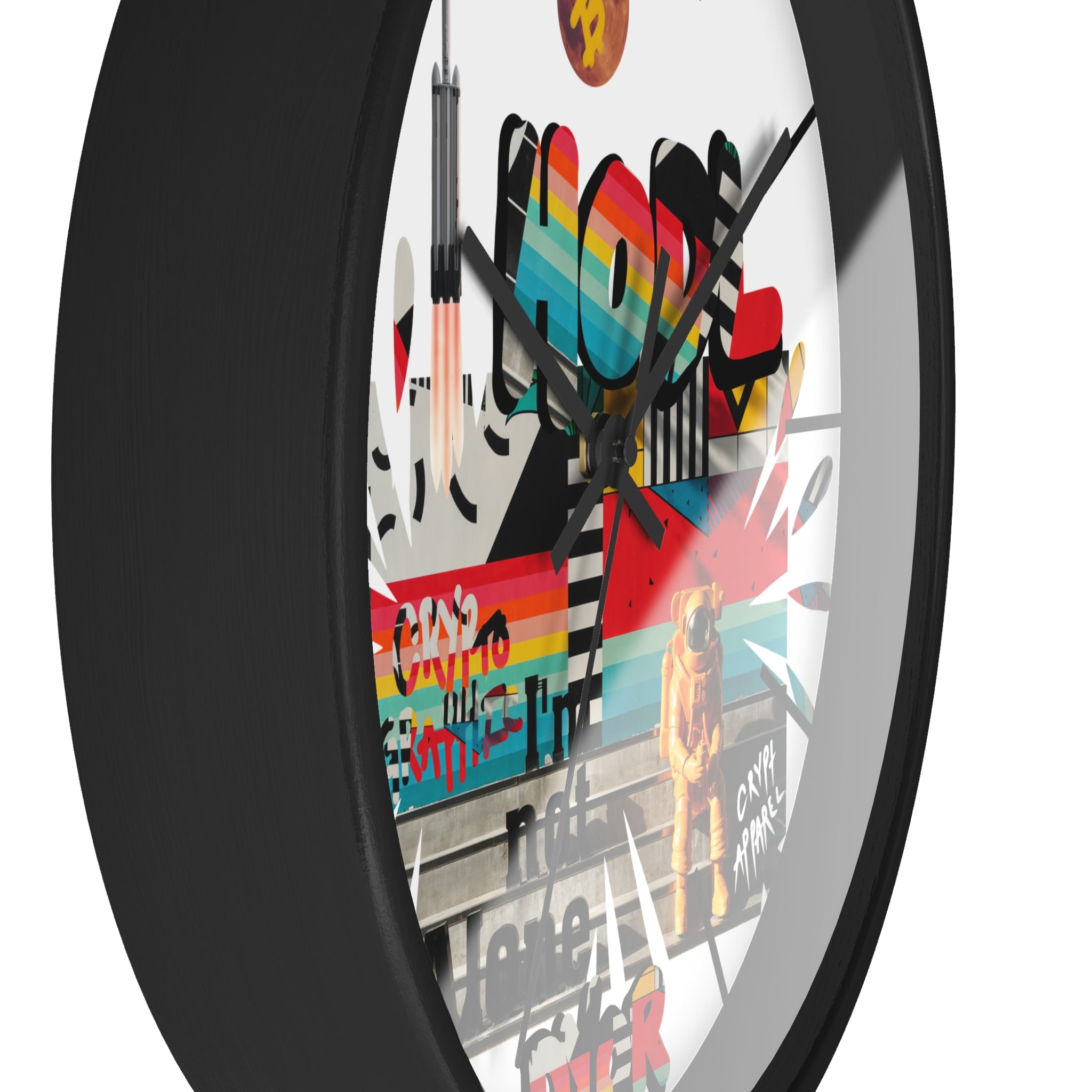 Urban Jungle Crypto Street Art Wall Clock — Crypt Apparel Colorful Urban Graffiti Timepiece