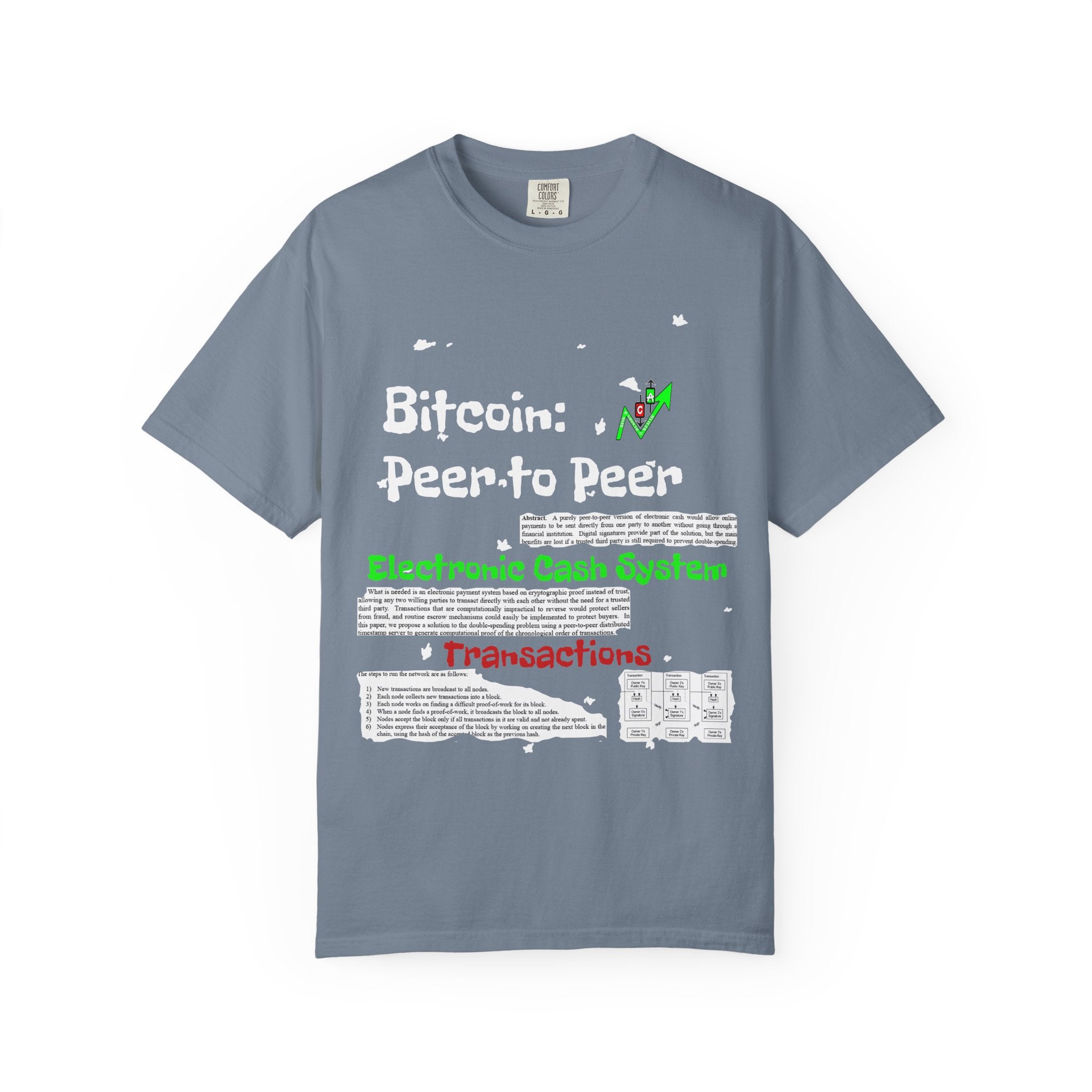Crypt Apparel Bitcoin inspired T-Shirt | Crypto Graphic Tee, White Paper Text
